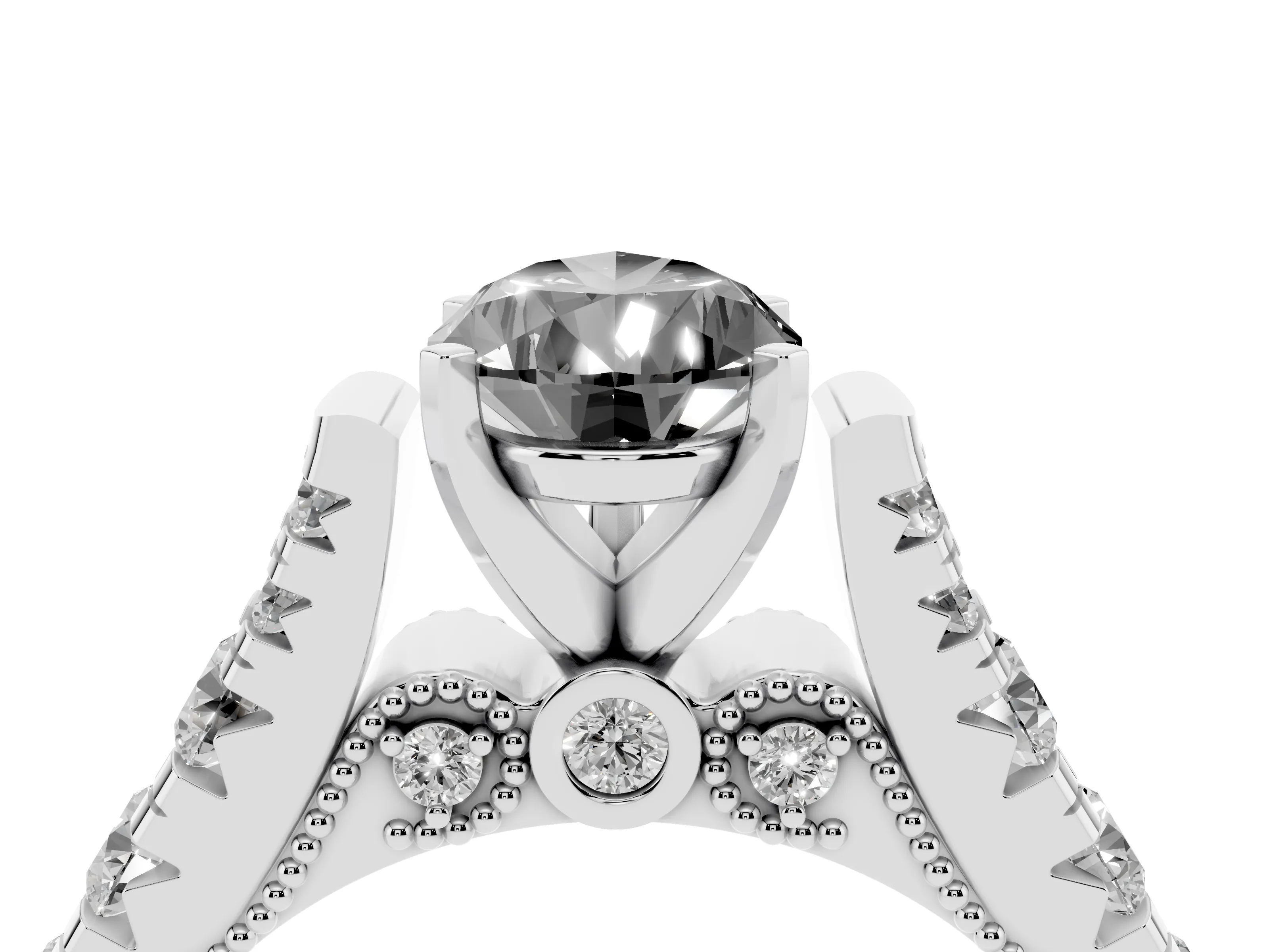 Fancy Black Pear Cut Diamond Classic Solitaire Ring Set in Platinum with Pavé Band and Prong Setting