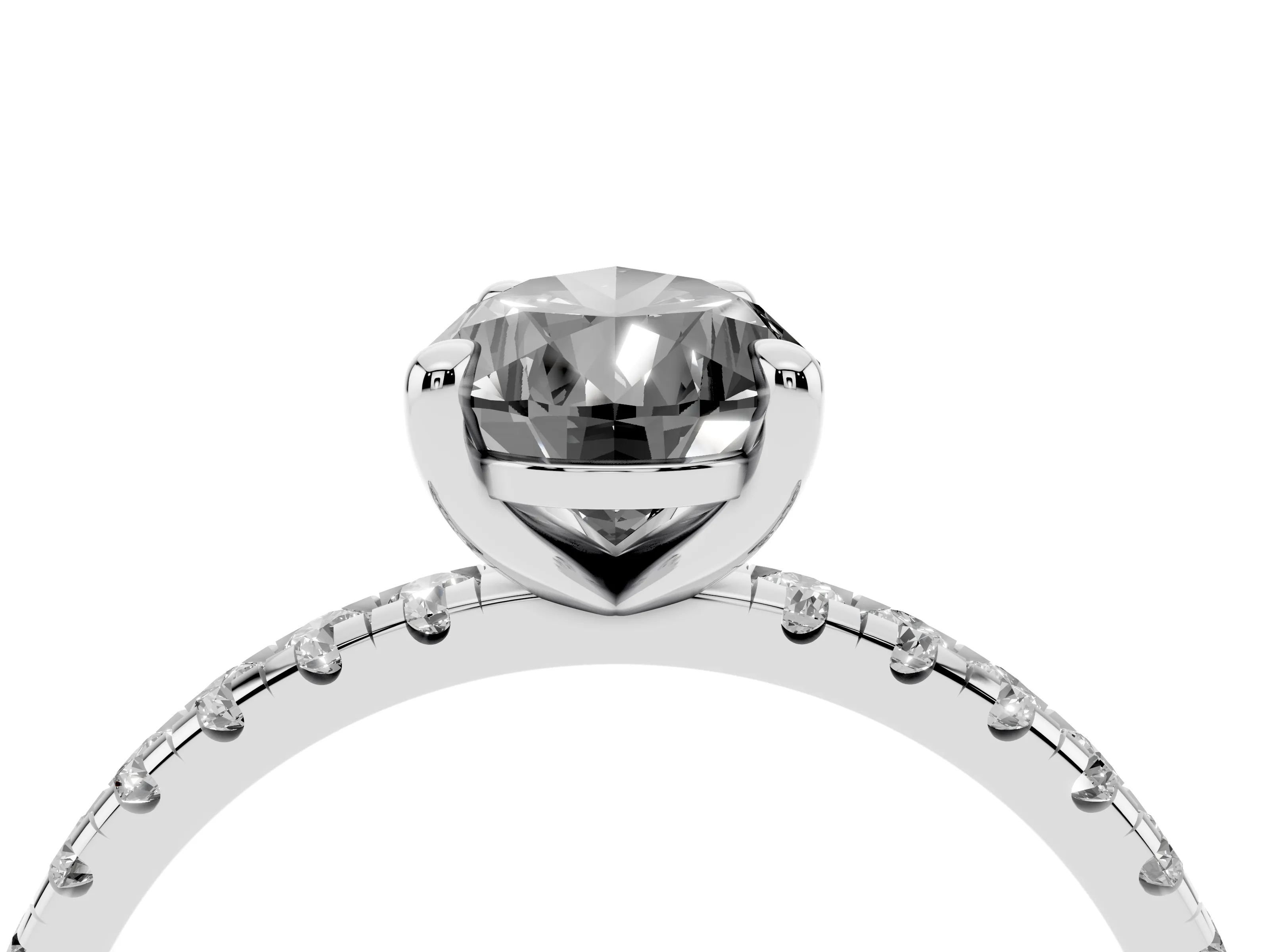 Fancy Black Pear Cut Diamond Brilliant Solitaire Ring Set in White gold with Pavé Band and Prong Setting
