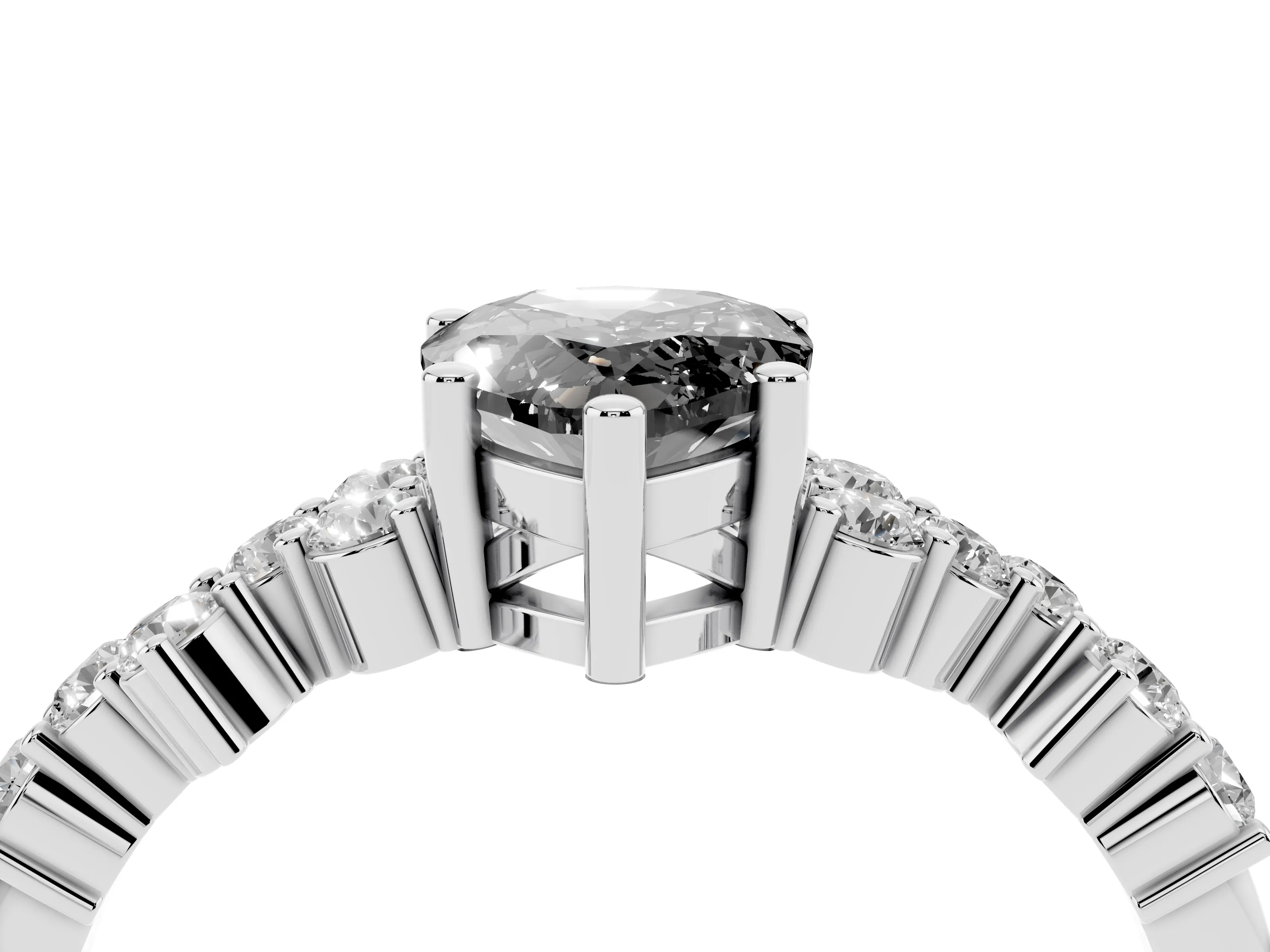 Fancy Black Pear Cut Diamond Ring Set in Platinum with Scattered Round Accents