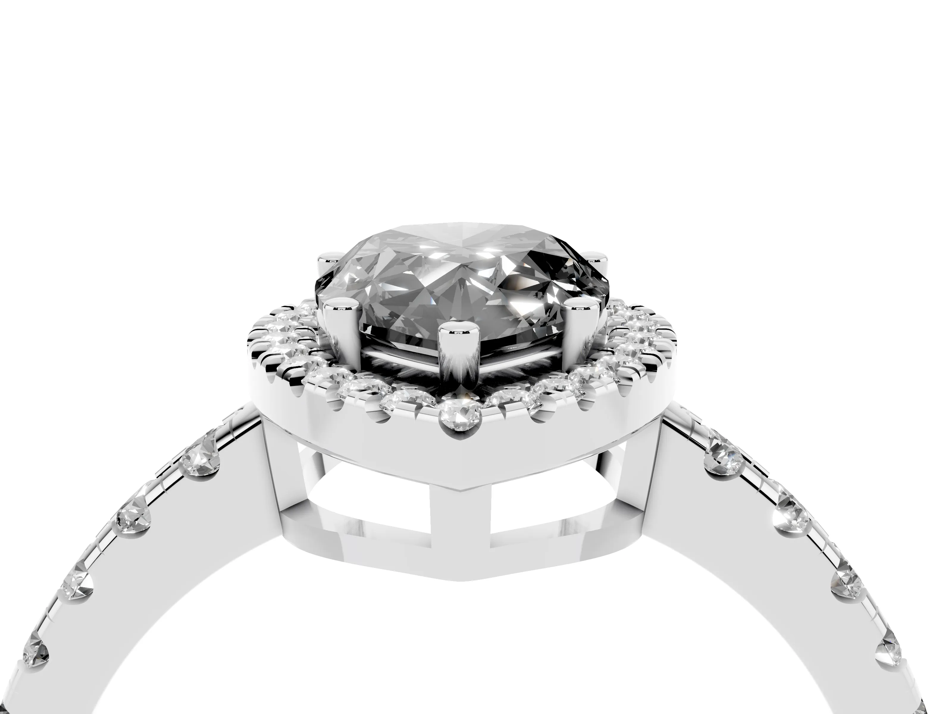 Fancy Black Pear Cut Diamond Halo Ring Set in Silver with Delicate Pavé Band and Prong Setting