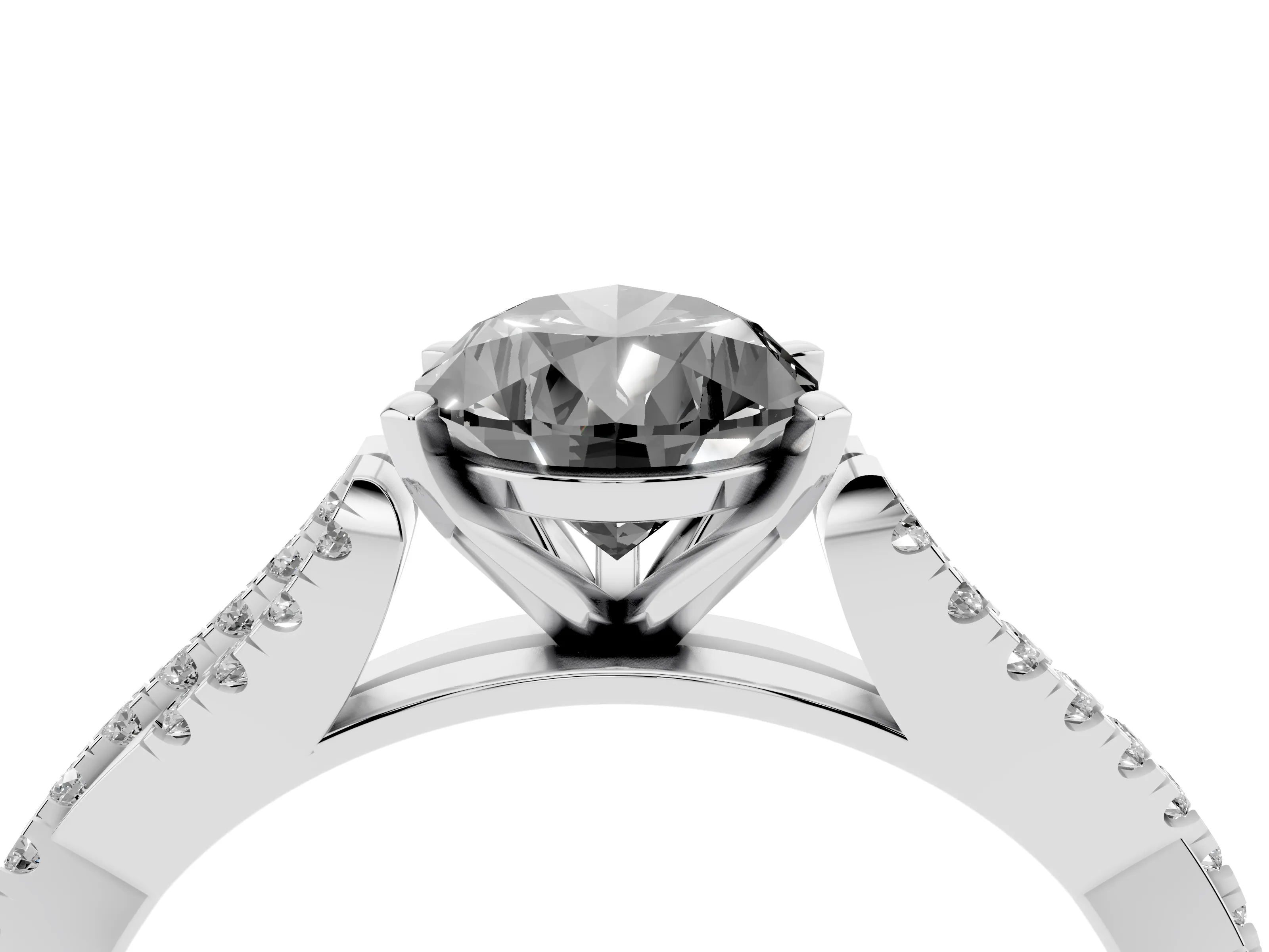 Fancy Black Pear Cut Diamond Solitaire Engagement Ring Set in White gold with Twisted Pavé Band and Prong Setting