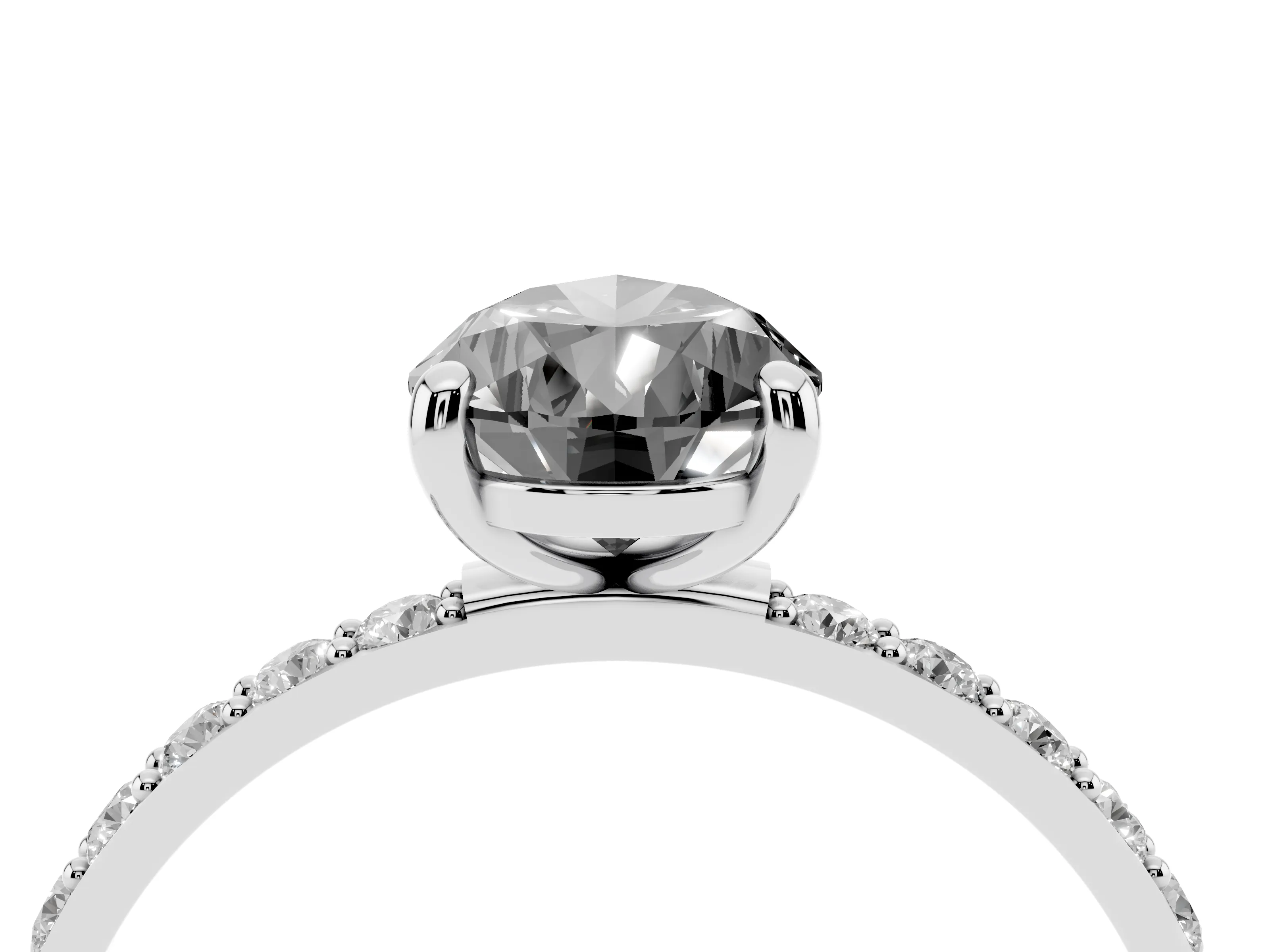Fancy Black Pear Cut Diamond Solitaire Ring Set in Platinum with Round Pavé Band and Prong Setting