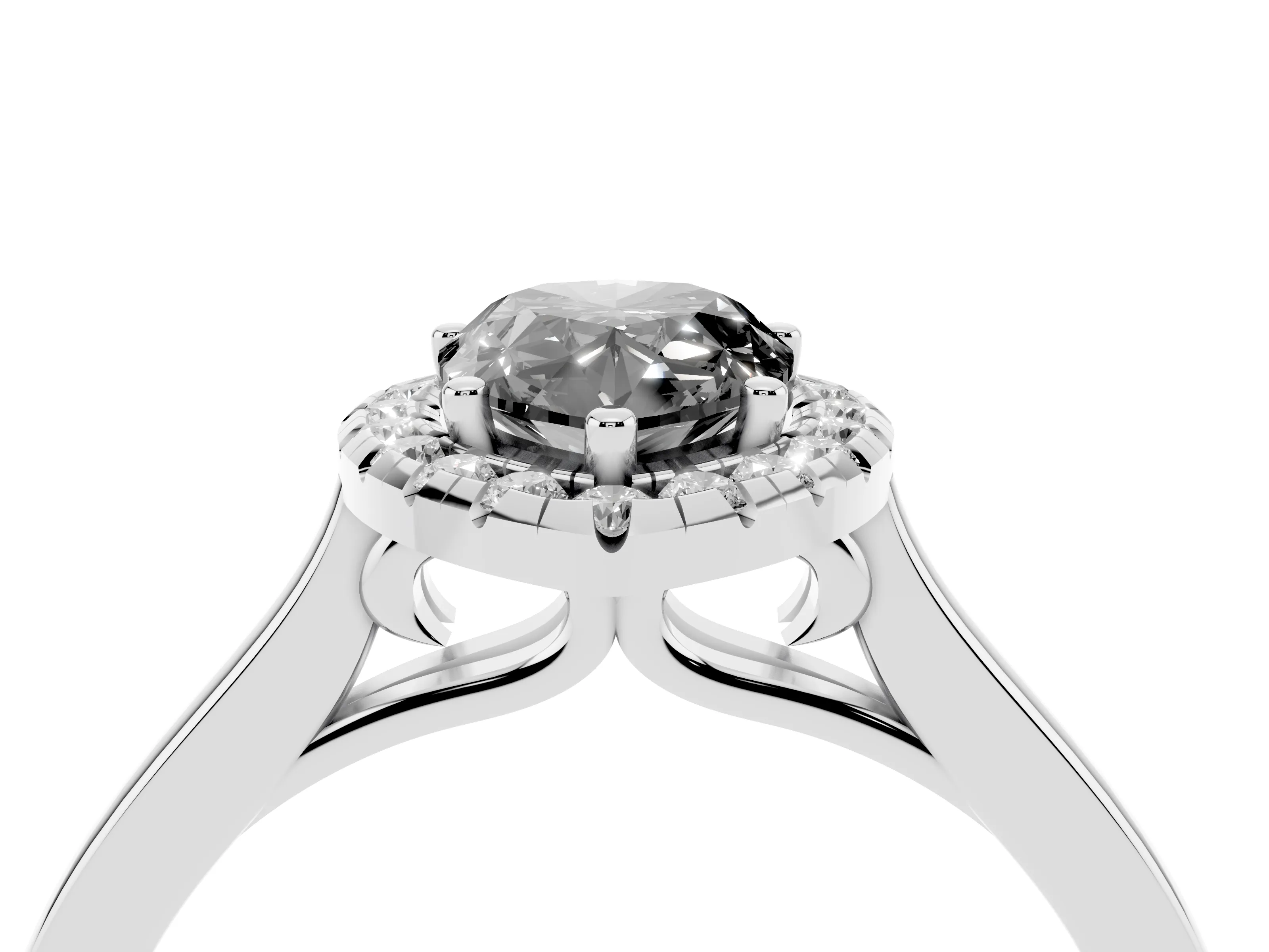 Fancy Black Pear Cut Halo Round Diamond Solitaire Ring Set in Platinum with Pavé Band and Prong Setting