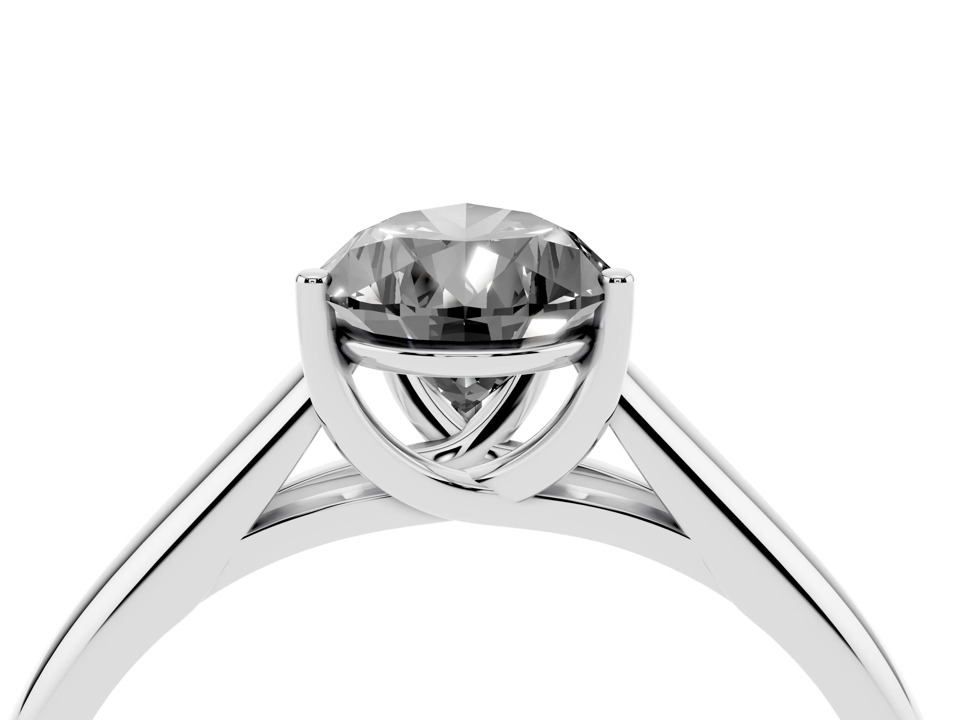 Fancy Black Pear Cut Diamond Solitaire Engagement Ring Set in Silver with Subtly Tapered Band and Prong Setting