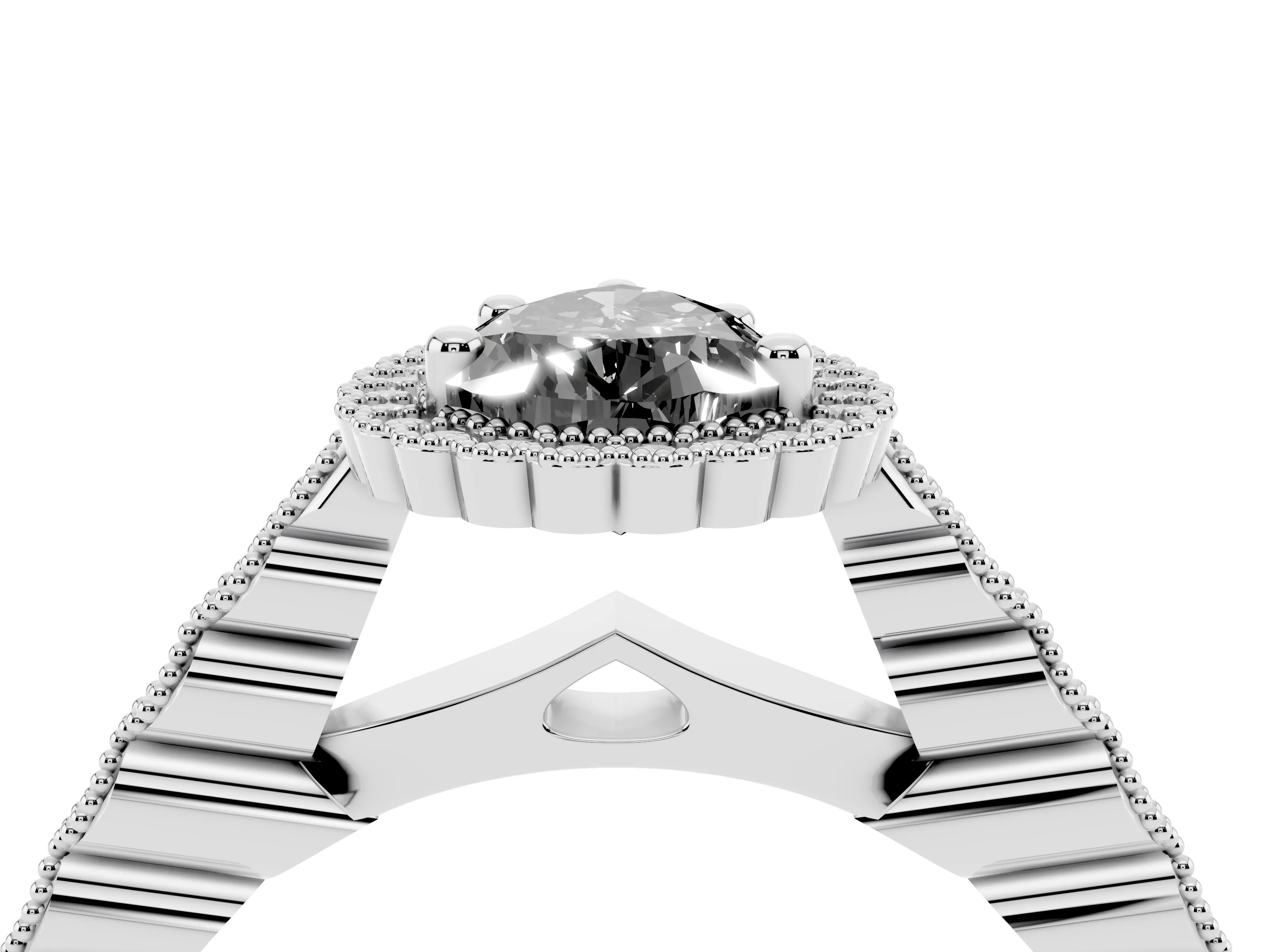 Fancy Black Pear Cut Diamond Halo Ring Set in Platinum with Pavé Milgrain Band