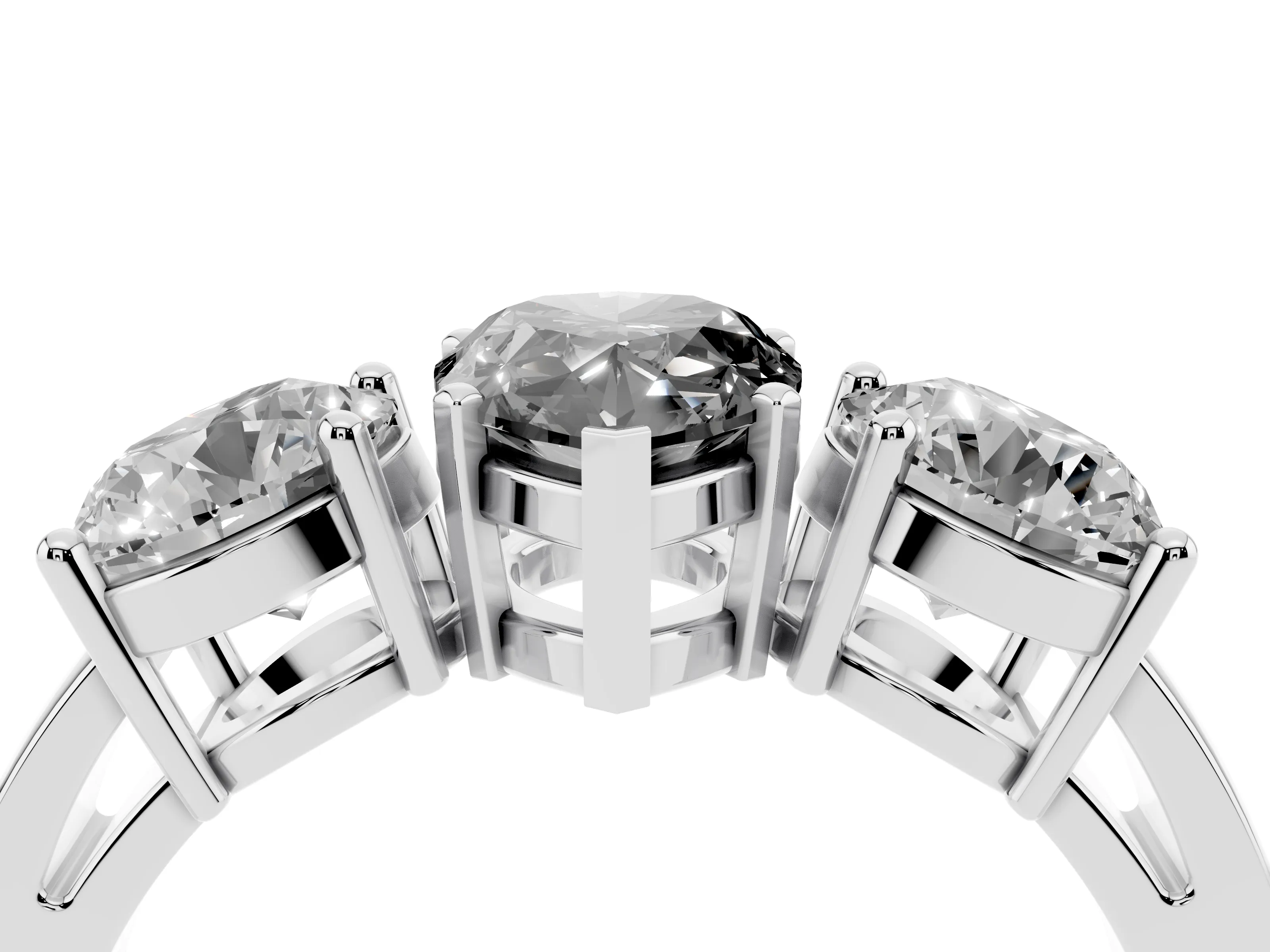 Fancy Black Pear Cut Diamond Three-Stone Ring Set in Platinum with Round Side Stones and Classic Band