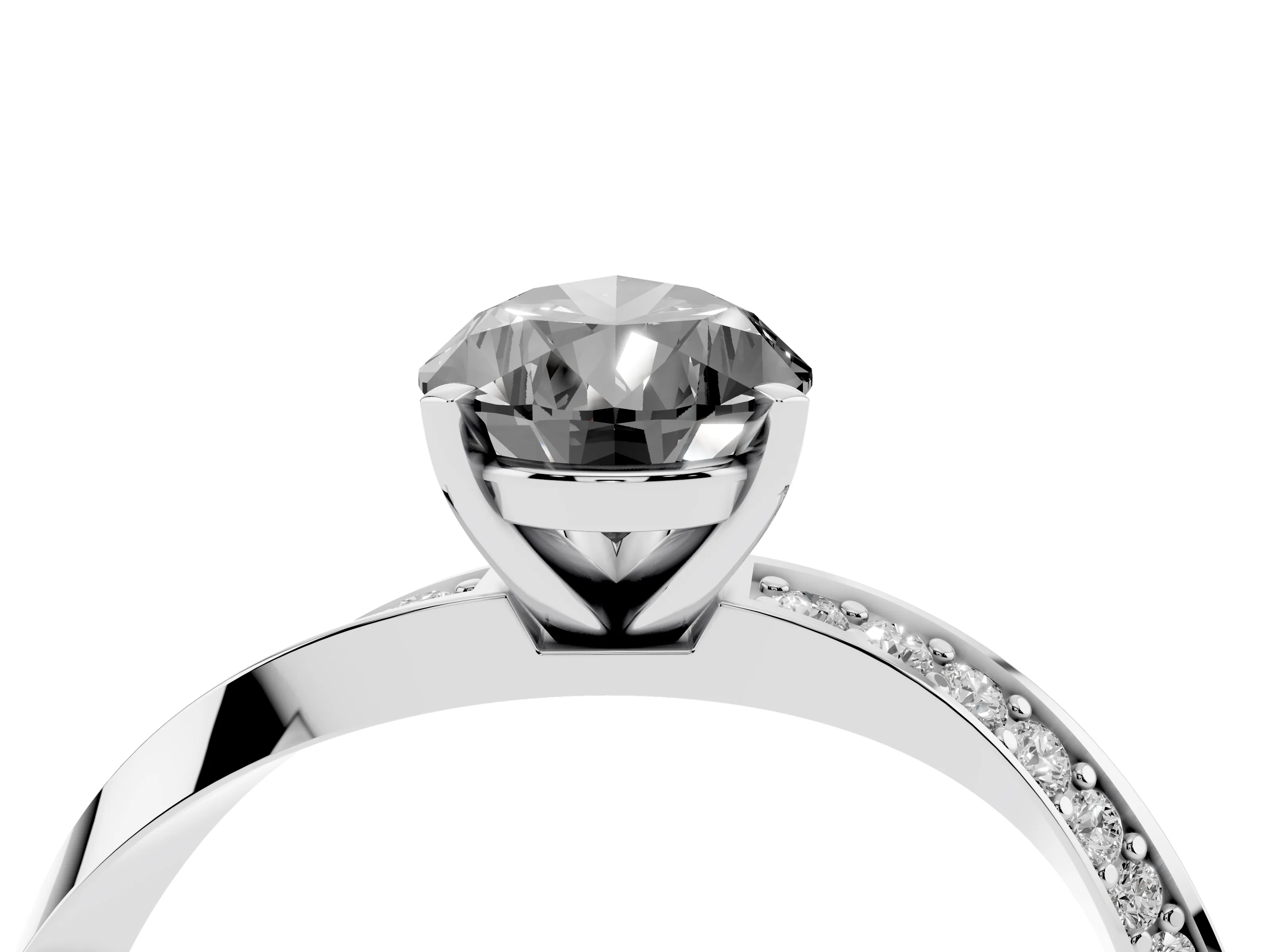 Fancy Black Pear Cut Diamond Engagement Ring Set in Platinum with Side Stone Accents and Prong Setting