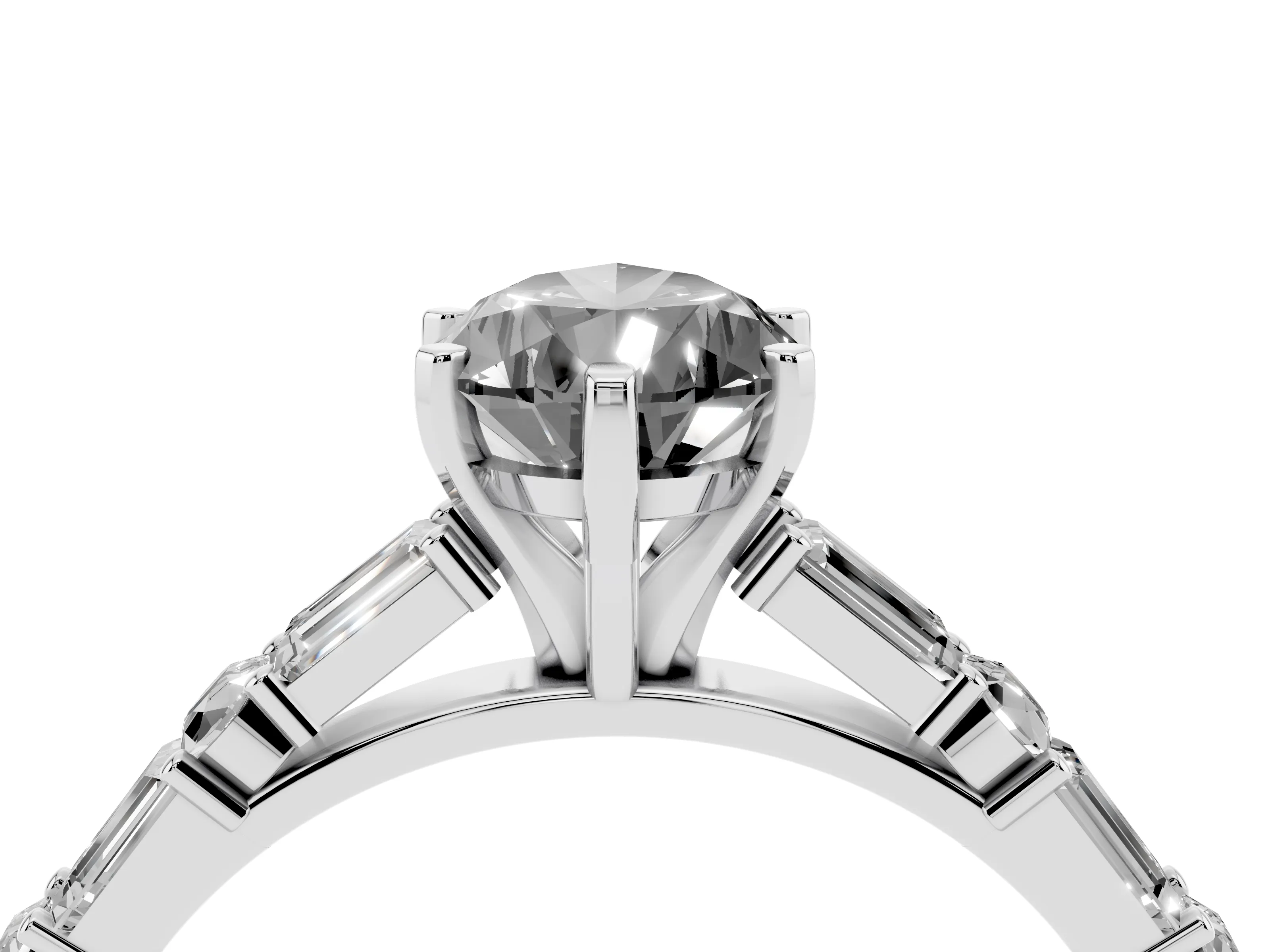 Fancy Black Pear Cut Diamond Solitaire Set in Platinum with Side Baguettes and Channel Set Band