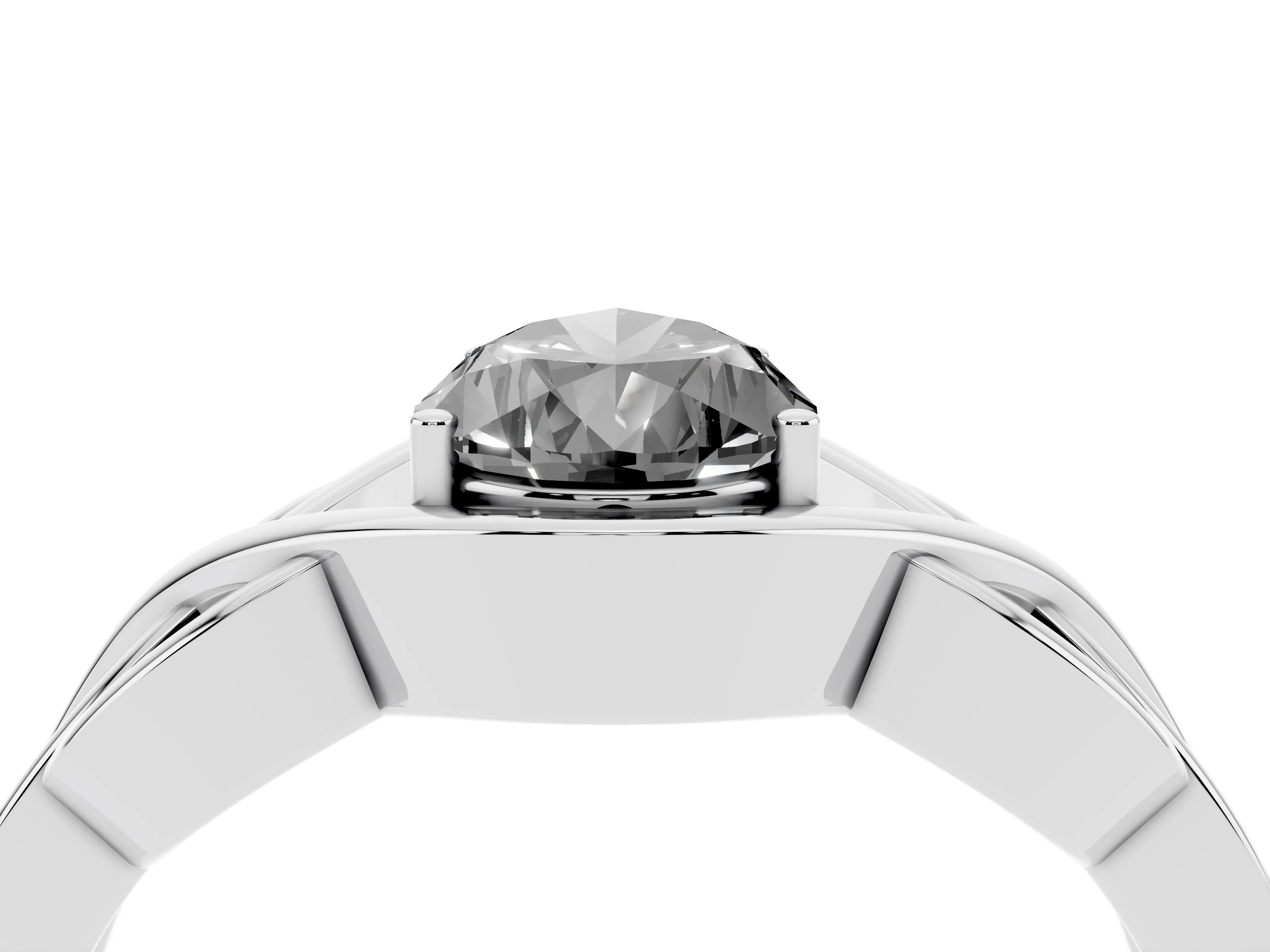 Fancy Black Pear Cut Diamond Solitaire Ring Set in Platinum with Intertwined Band