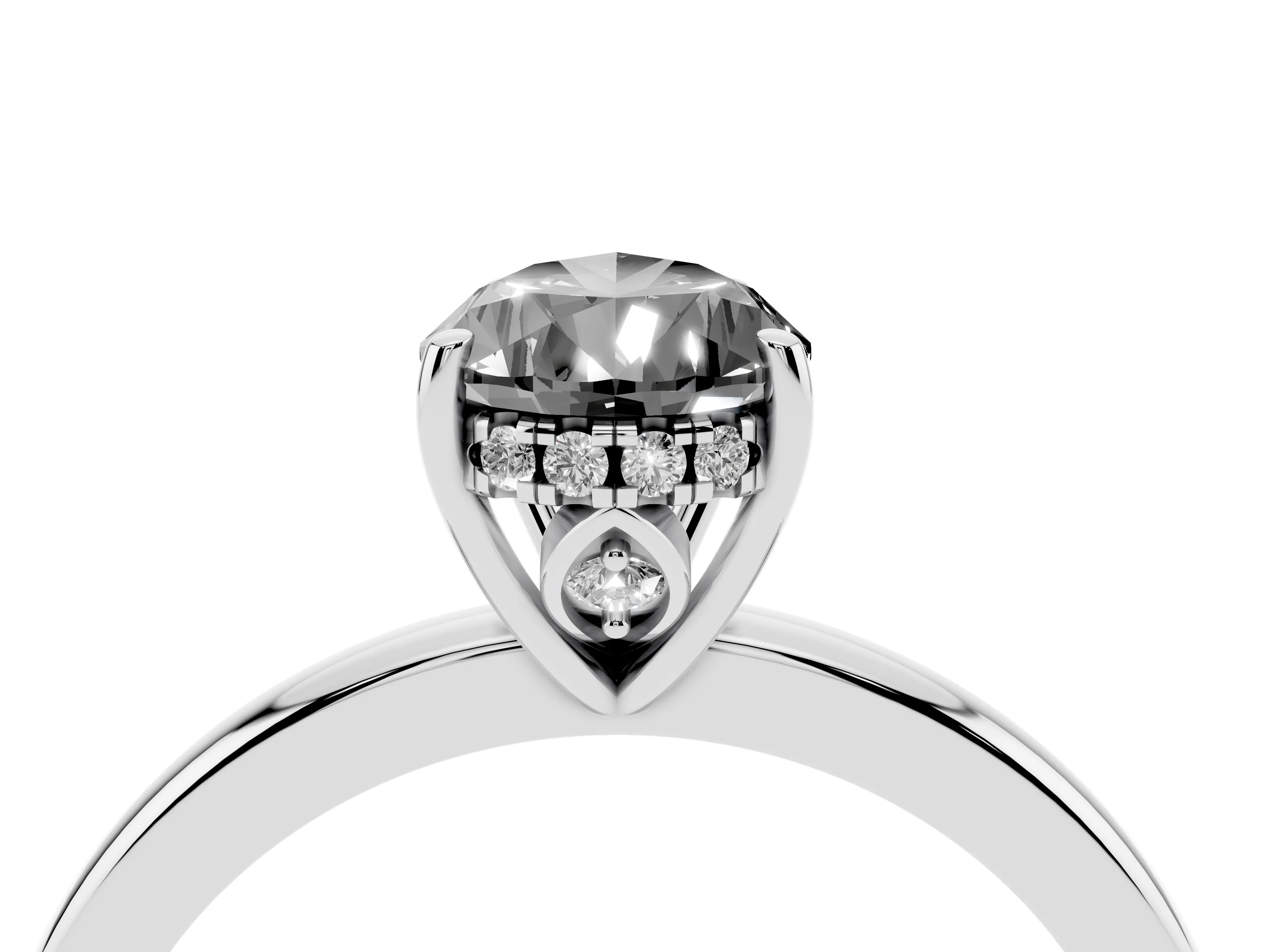 Fancy Black Pear Cut Diamond Solitaire Ring Set in Platinum with Plain Band and Prong Setting