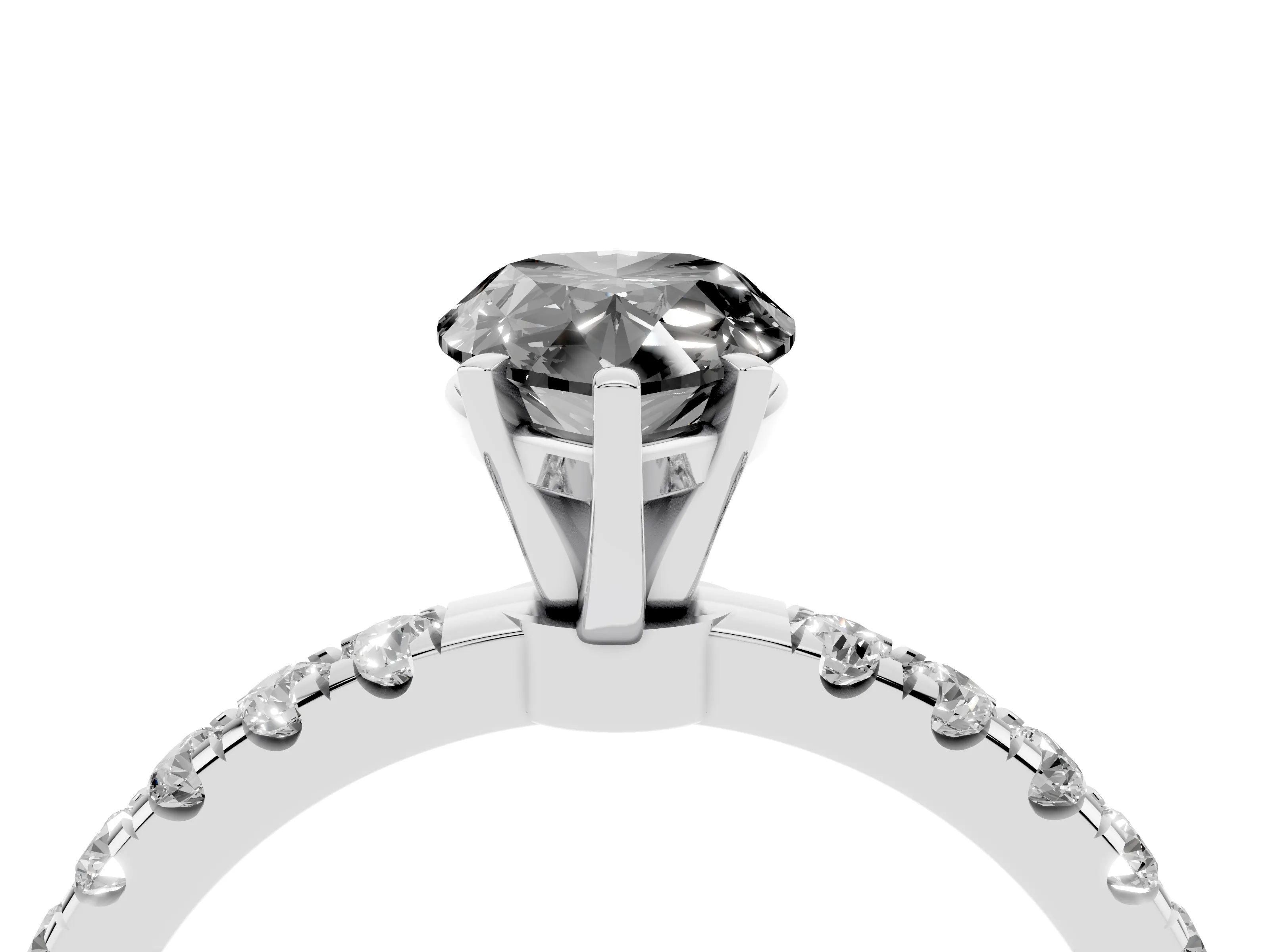 Fancy Black Pear Cut Diamond Solitaire Ring Set in Platinum with Pavé Accents and Prong Setting