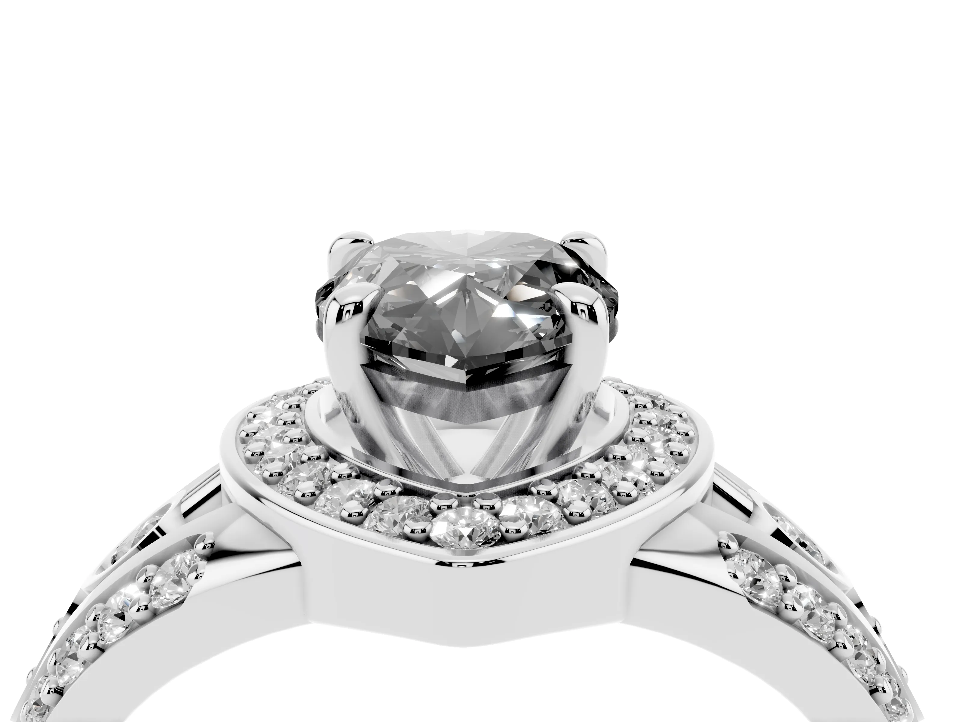 Fancy Black Pear Cut Diamond Halo Ring Set in White gold with Pavé Split Shank and Bezel Accents