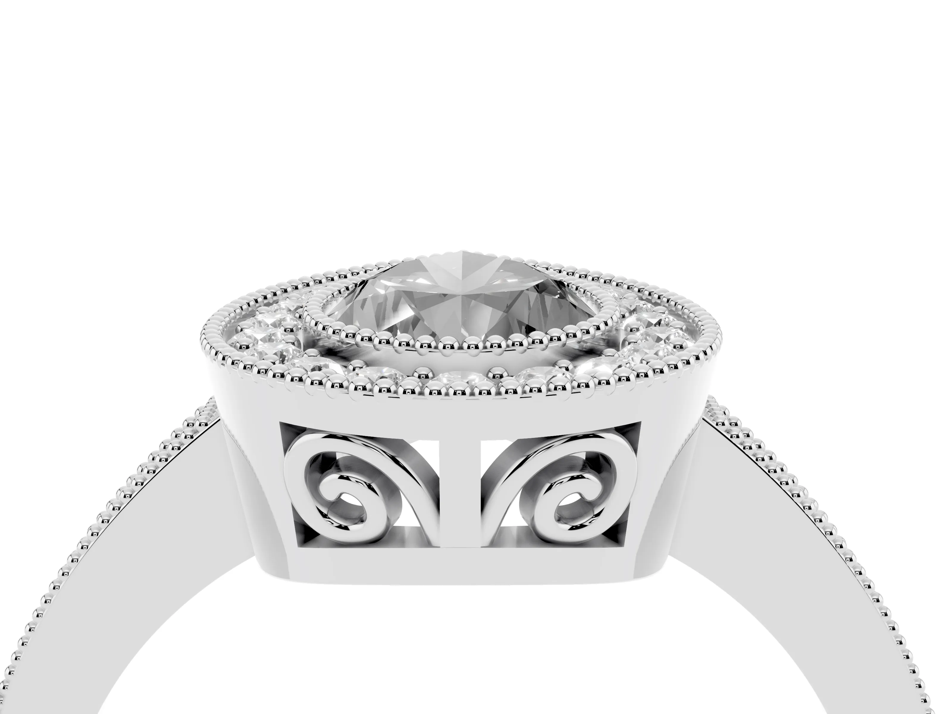 Fancy Black Pear Cut Diamond Round Halo Ring Set in White gold with Pavé Band