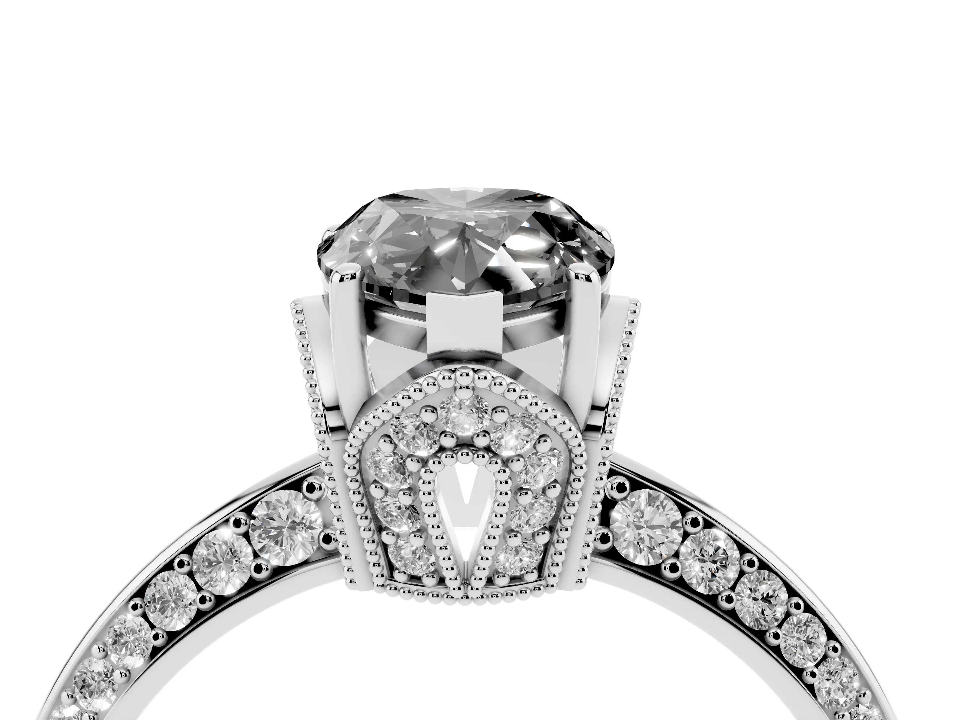 Fancy Black Pear Cut Diamond Solitaire Engagement Ring Set in Silver with Pavé Split Shank and Prong Setting