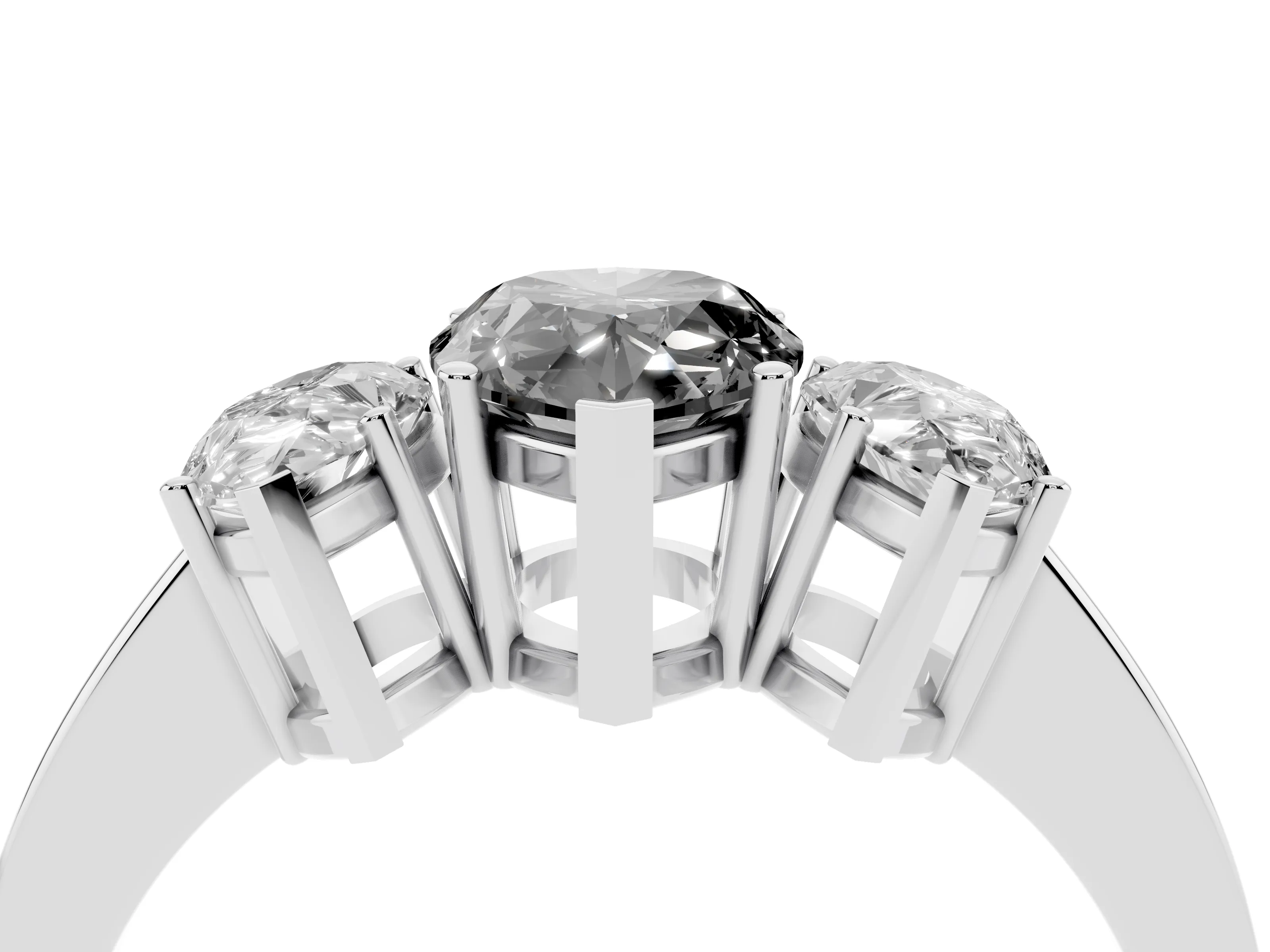 Fancy Black Pear Cut Diamond Three-Stone Engagement Ring Set in Platinum with Flat Band