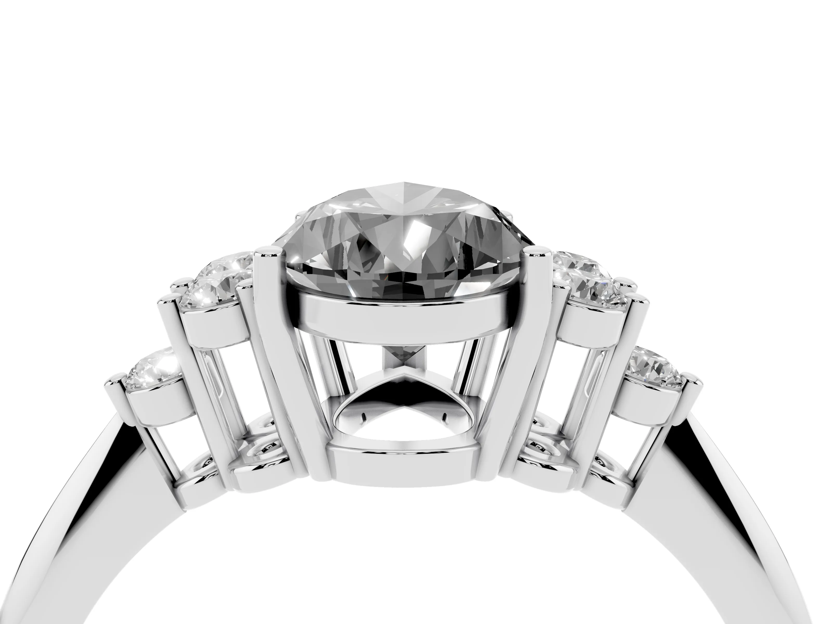 Fancy Black Pear Cut Diamond Cluster Ring Set in White gold with Plain Band and Prong Setting