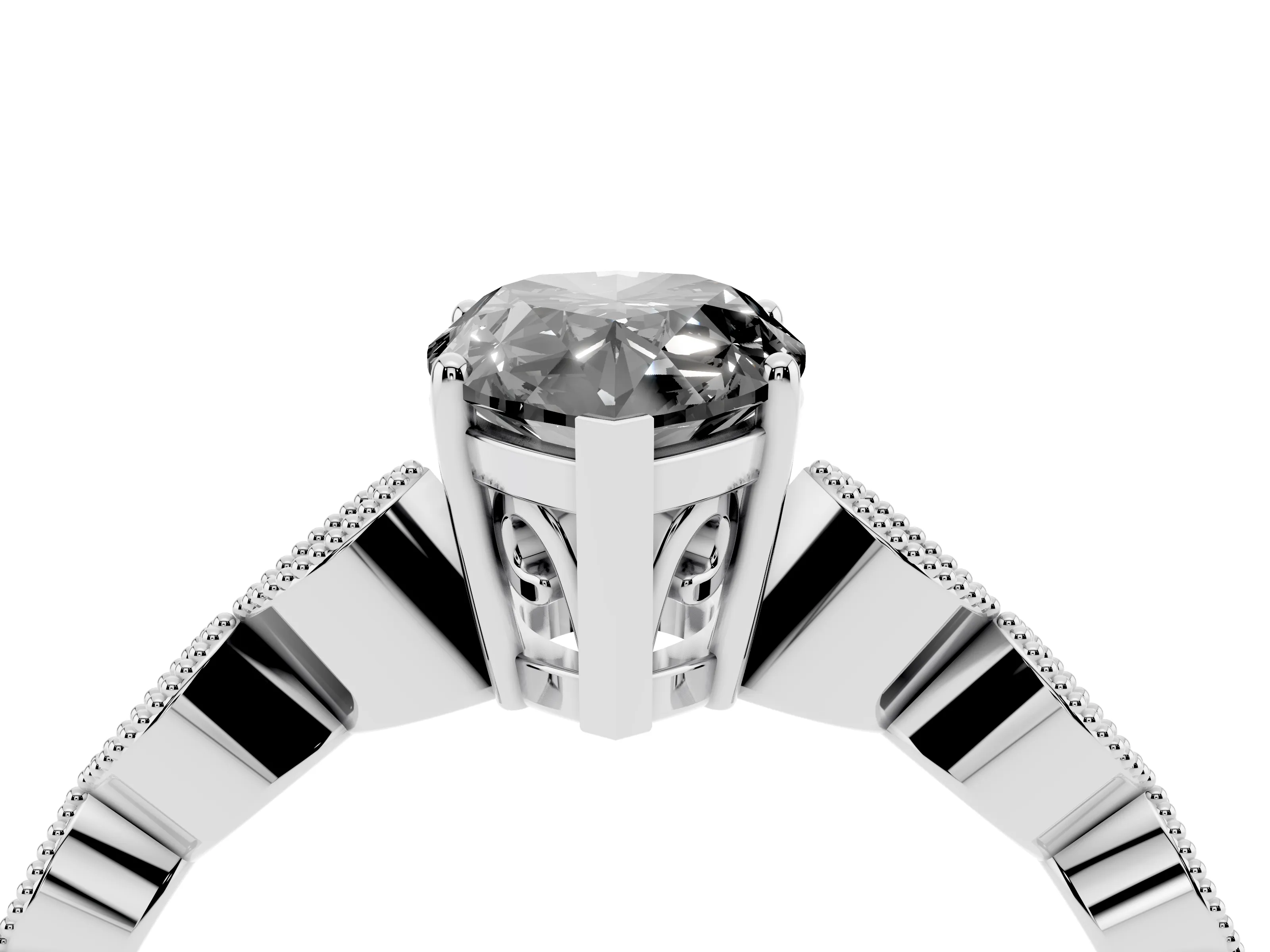 Fancy Black Pear Cut Diamond Solitaire Ring Set in Platinum with Infinity Twist Pavé Band