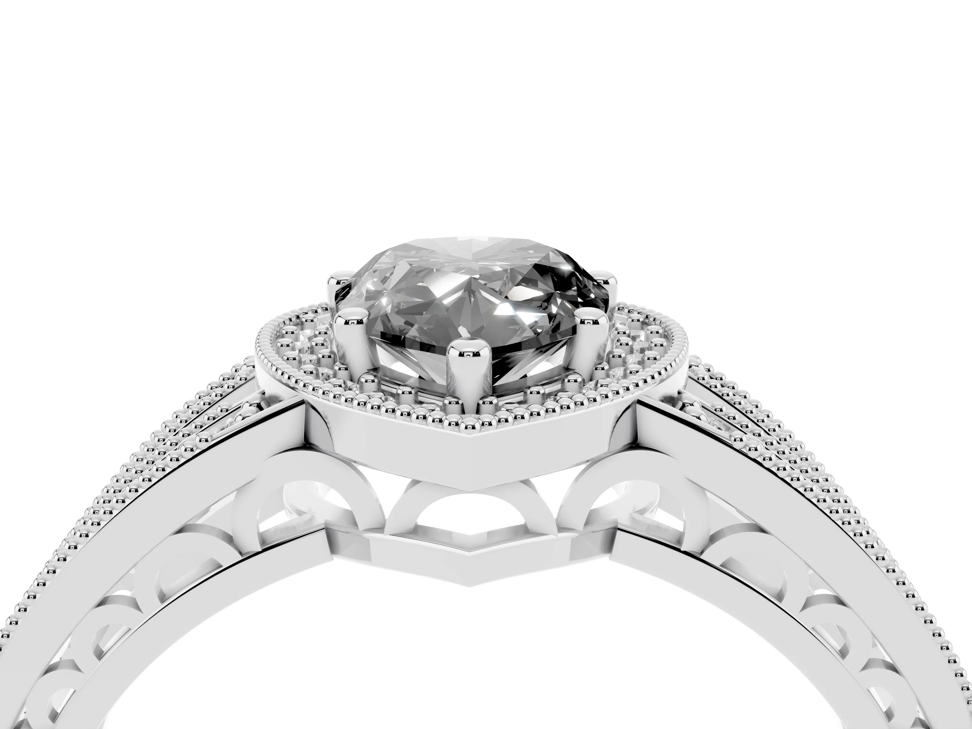 Fancy Black Pear Cut Diamond Halo Ring Set in Platinum with Accent Split Shank and Prong Setting