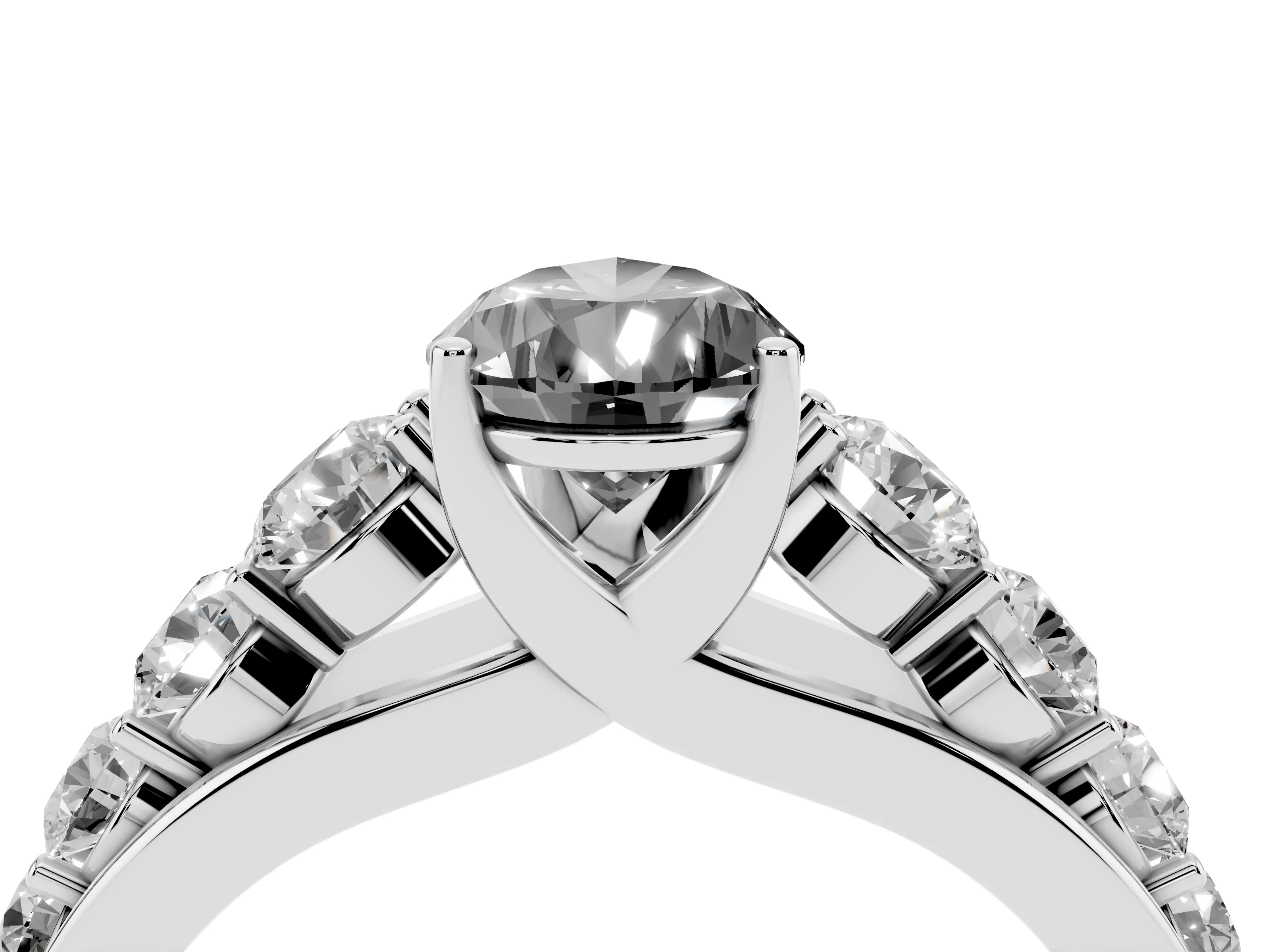 Fancy Black Pear Cut Diamond Solitaire Ring Set in Silver with Pavé-Set Band and Prong Setting