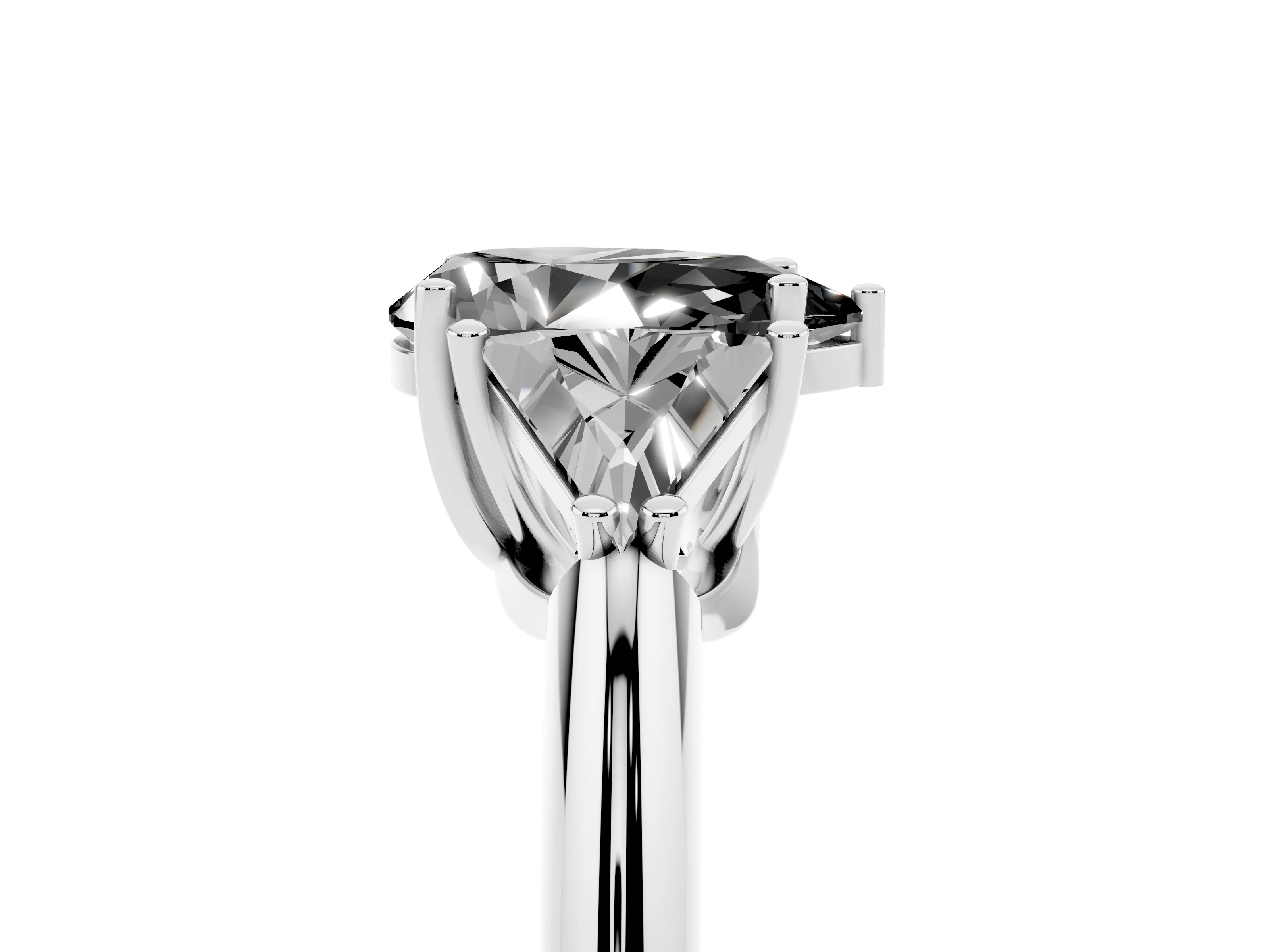 Fancy Black Pear Cut Diamond Three-Stone Engagement Ring Set in Platinum with Trillion Side Stones