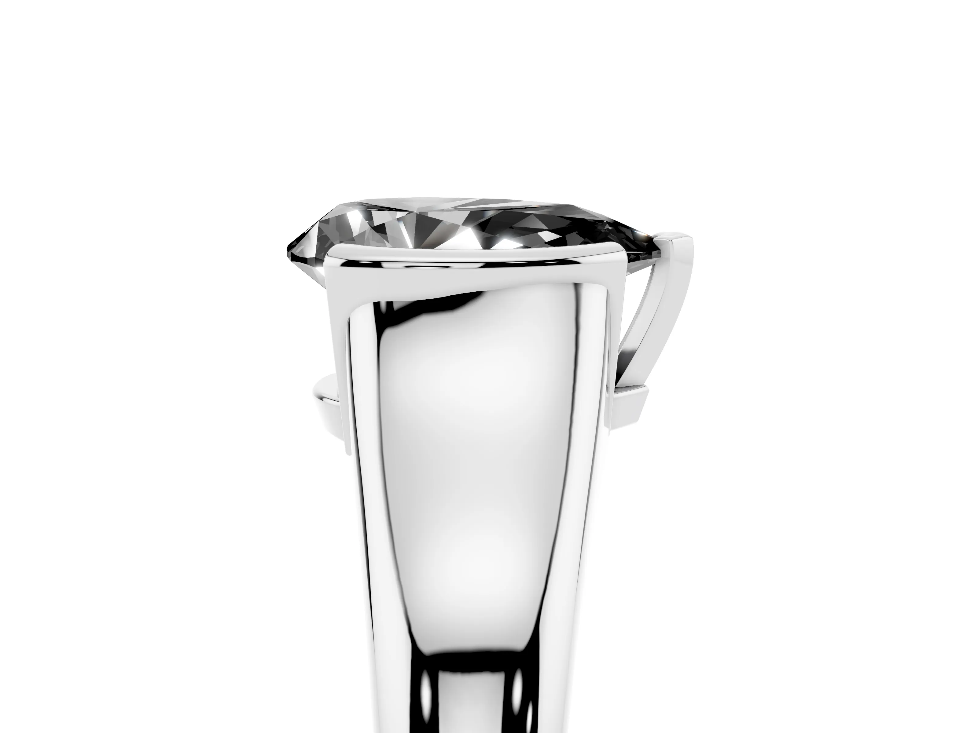 Fancy Black Pear Cut Diamond Solitaire Tension Set Ring Set in Silver with Split Shank Band
