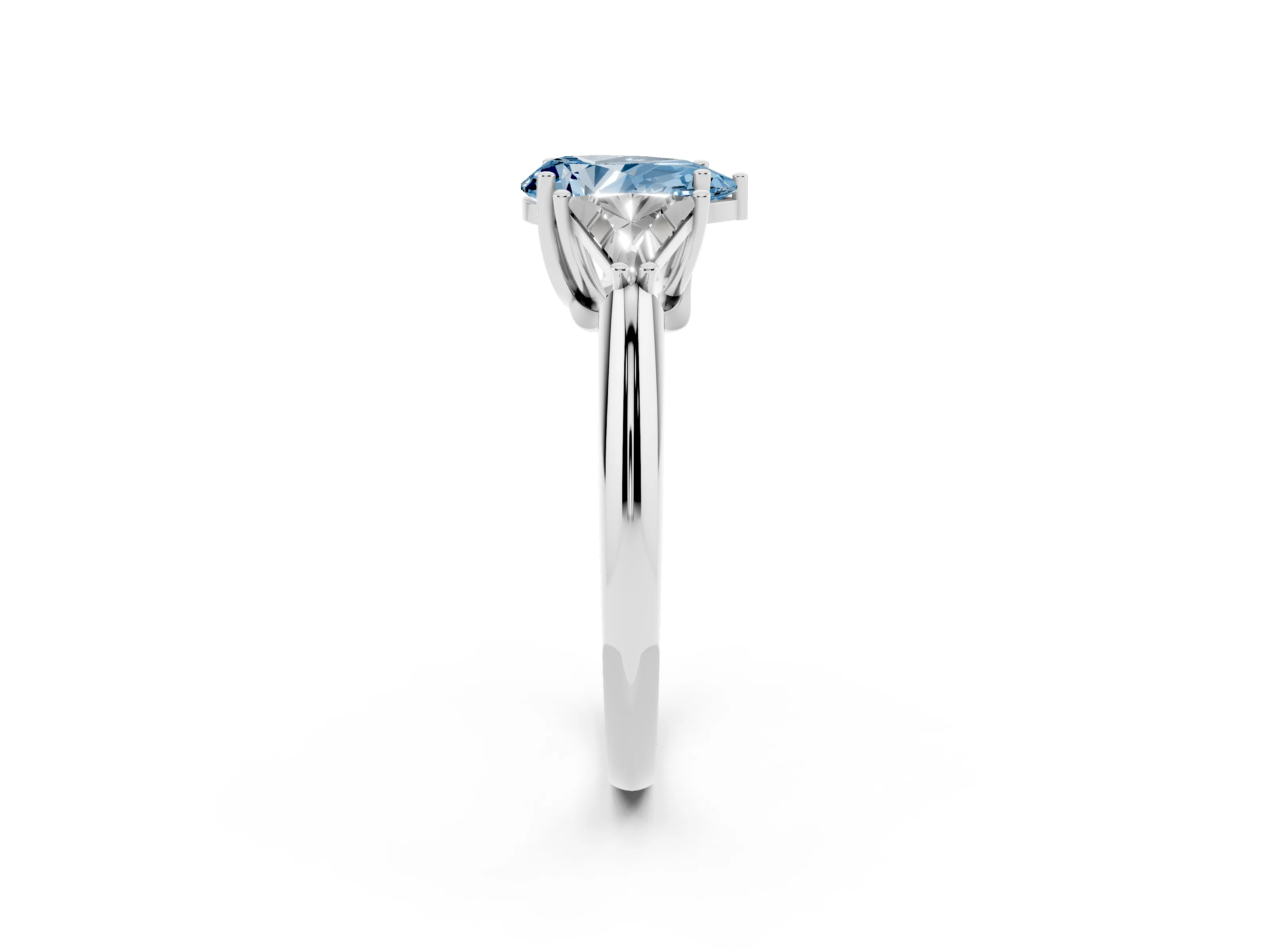 Fancy Blue Pear Cut Diamond Three-Stone Engagement Ring Set in Platinum with Trillion Side Stones