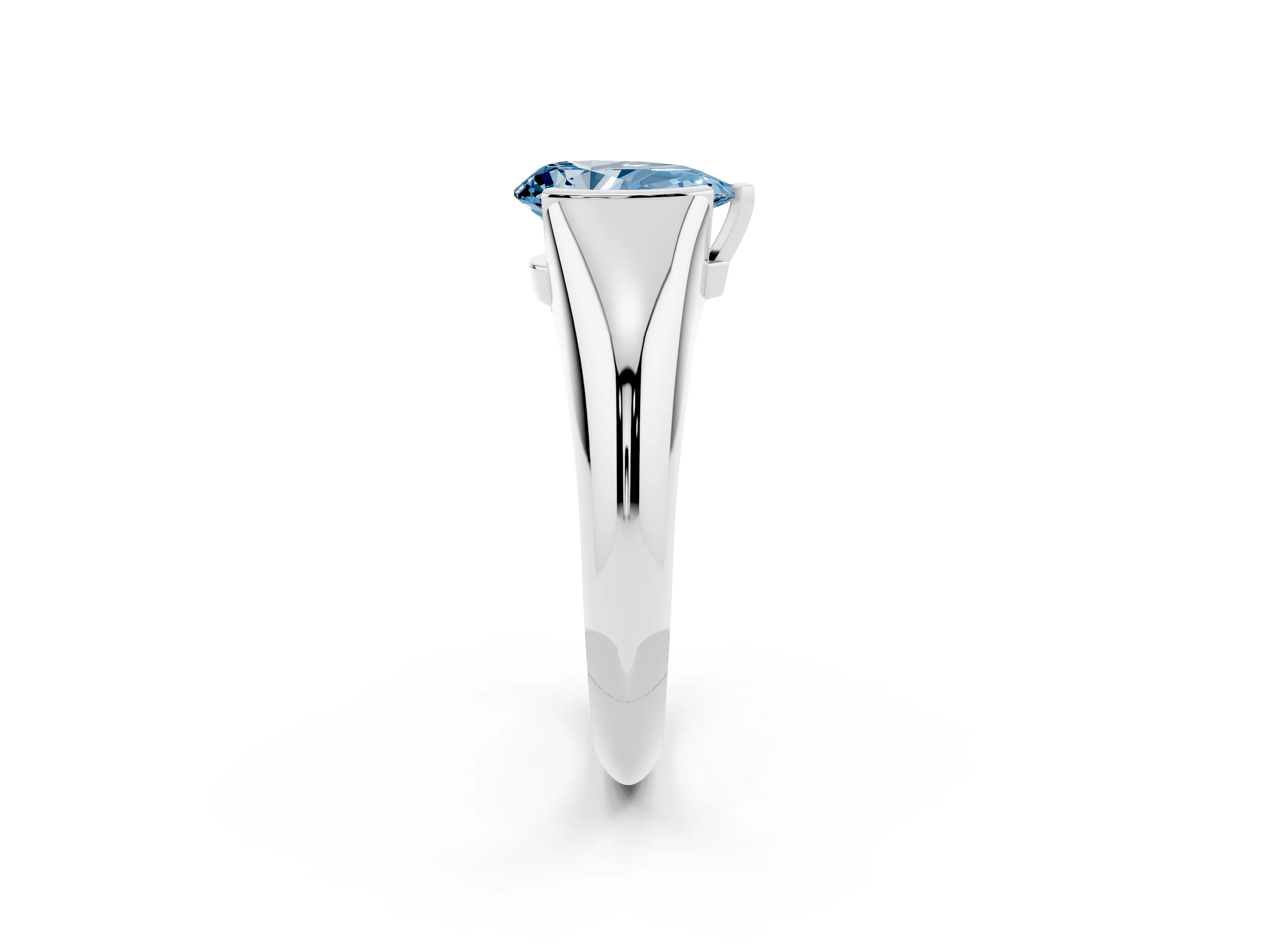 Fancy Blue Pear Cut Diamond Solitaire Tension Set Ring Set in Silver