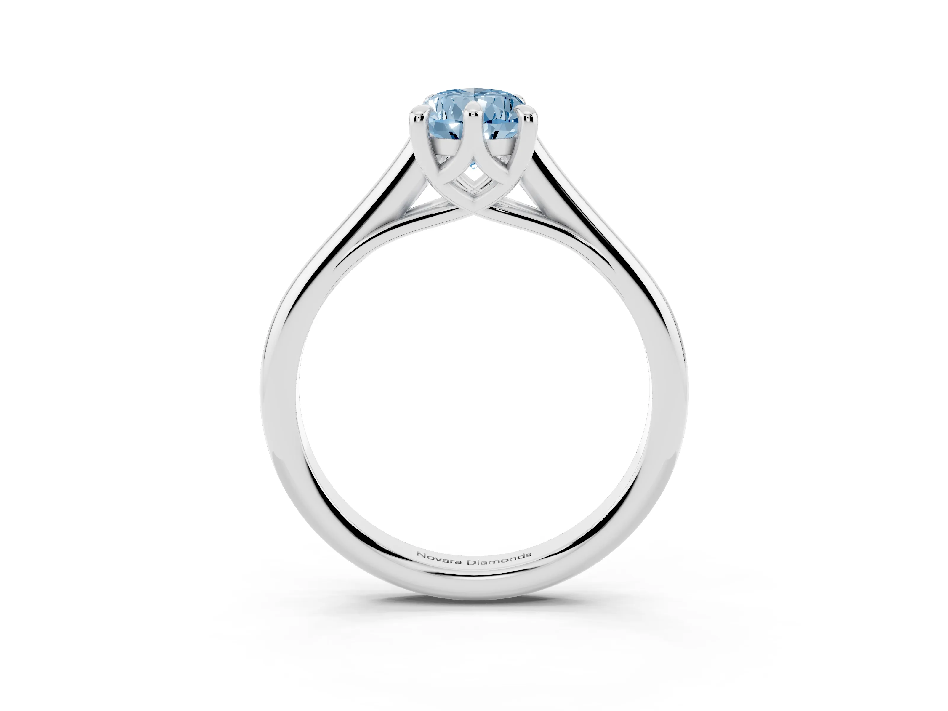 Fancy Blue Pear Cut Diamond Solitaire Engagement Ring Set in Silver with Prong Setting and Plain Classic Band