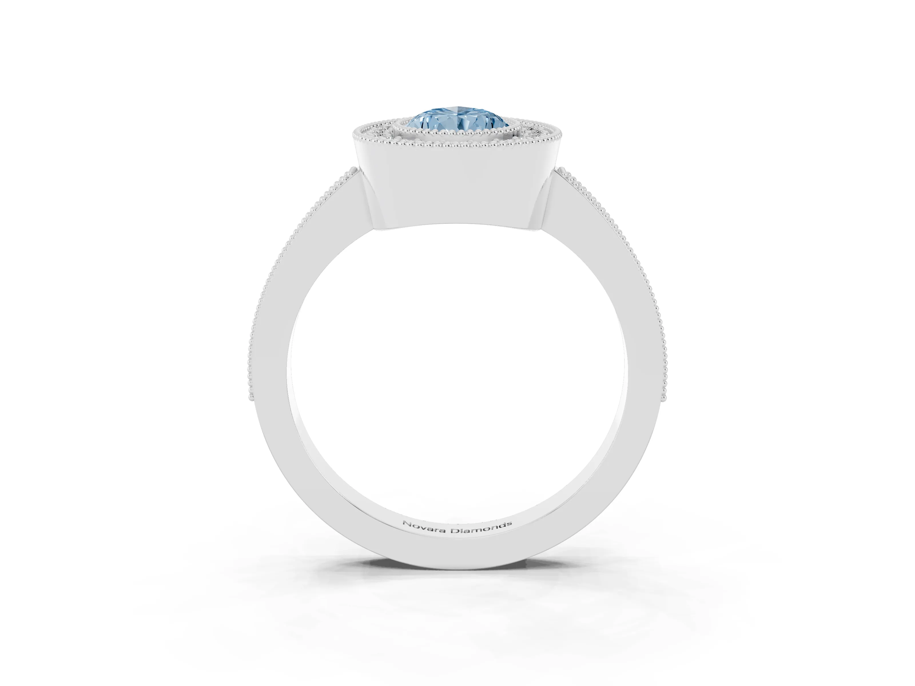 Fancy Blue Pear Cut Diamond Halo Engagement Ring Set in Platinum with Pavé Band and Round Halo Stones