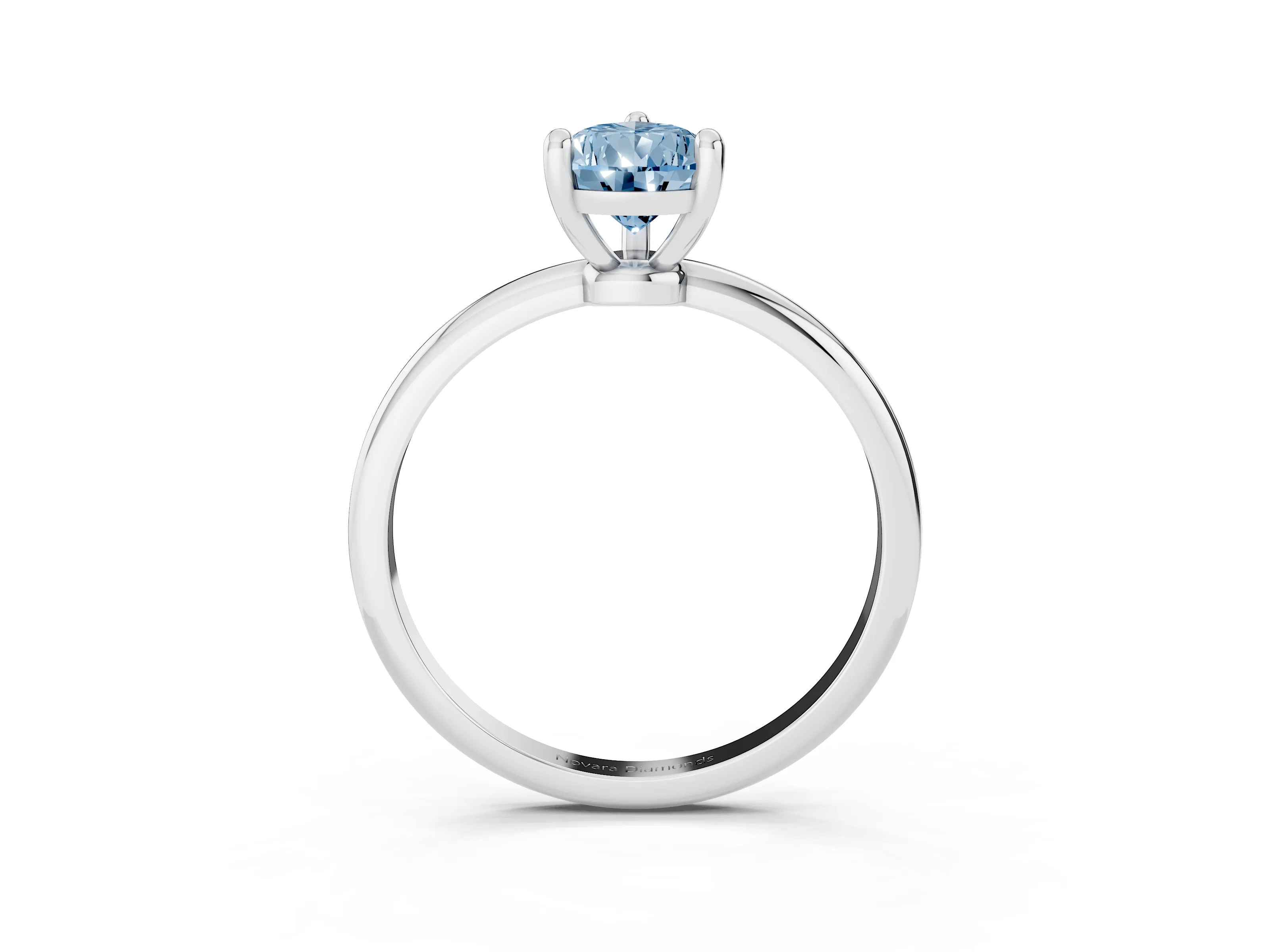 Fancy Blue Pear Cut Diamond Solitaire Ring Set in White gold with Secure Prong Setting on a Classic Band