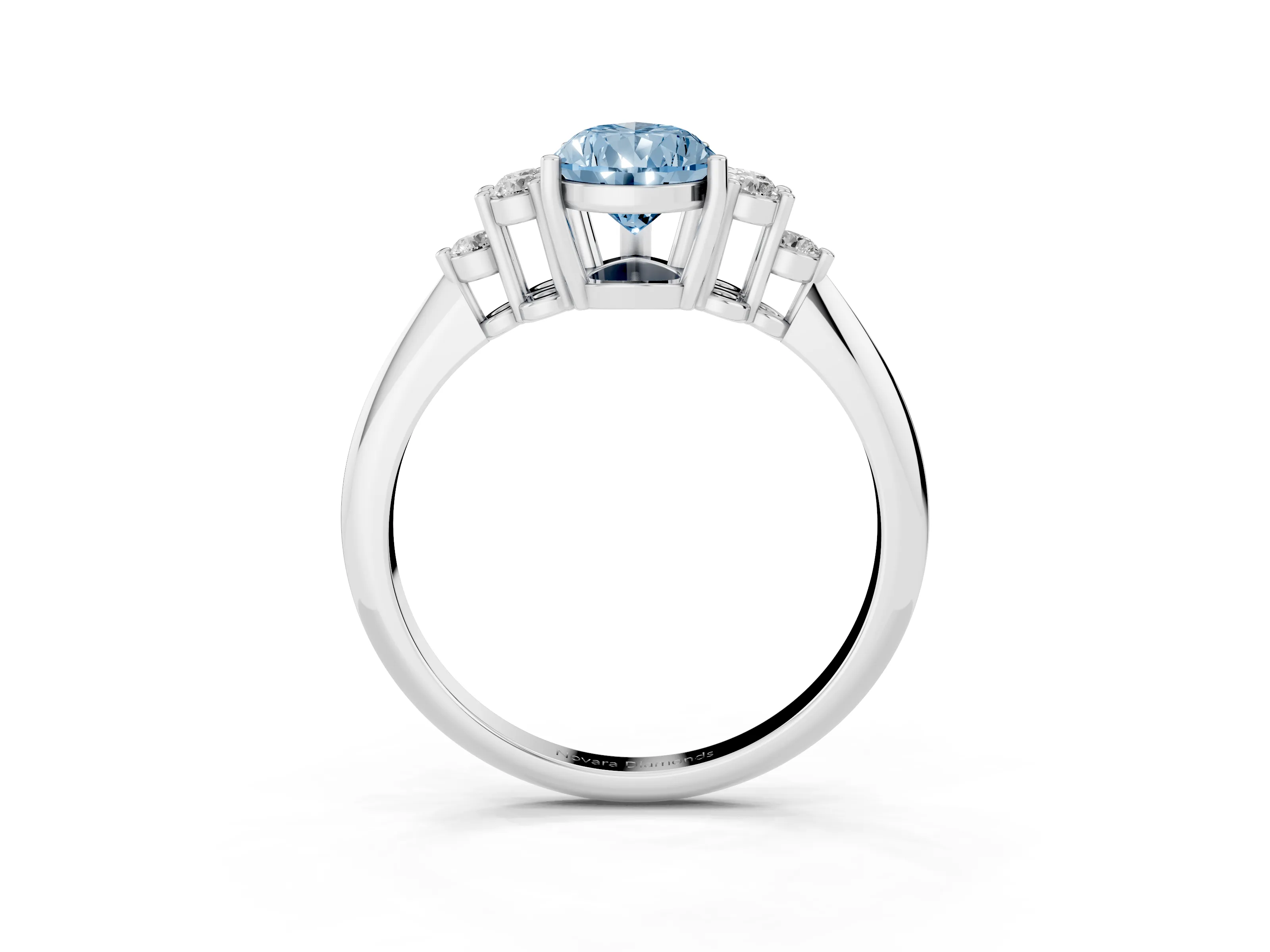Fancy Blue Pear Cut Diamond Cluster Ring Set in Platinum with Plain Band and Prong Setting