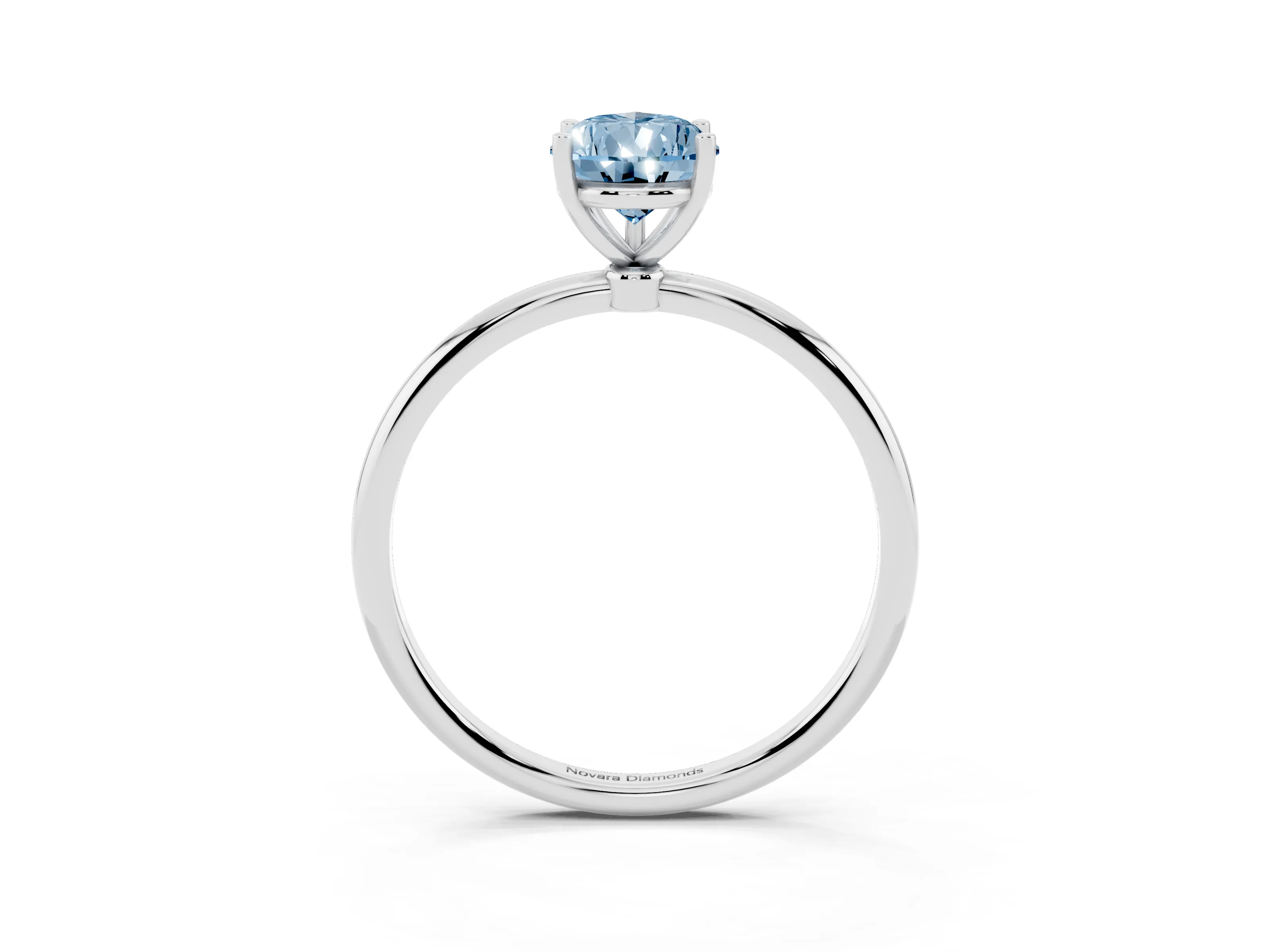 Fancy Blue Pear Cut Diamond Solitaire Engagement Ring Set in Silver with Thin Band and Prong Setting