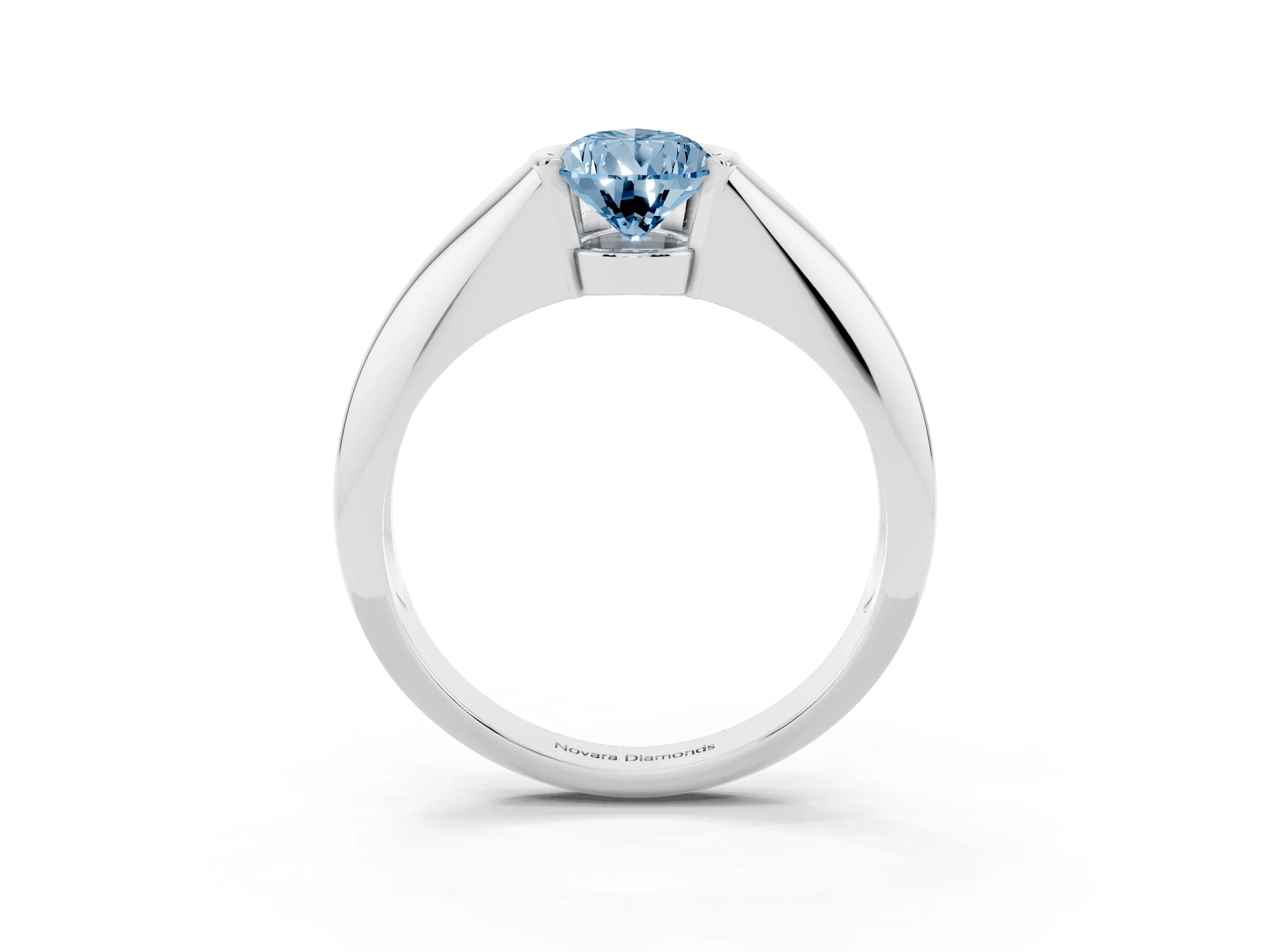 Fancy Blue Pear Cut Diamond Solitaire Tension Set Ring Set in Silver