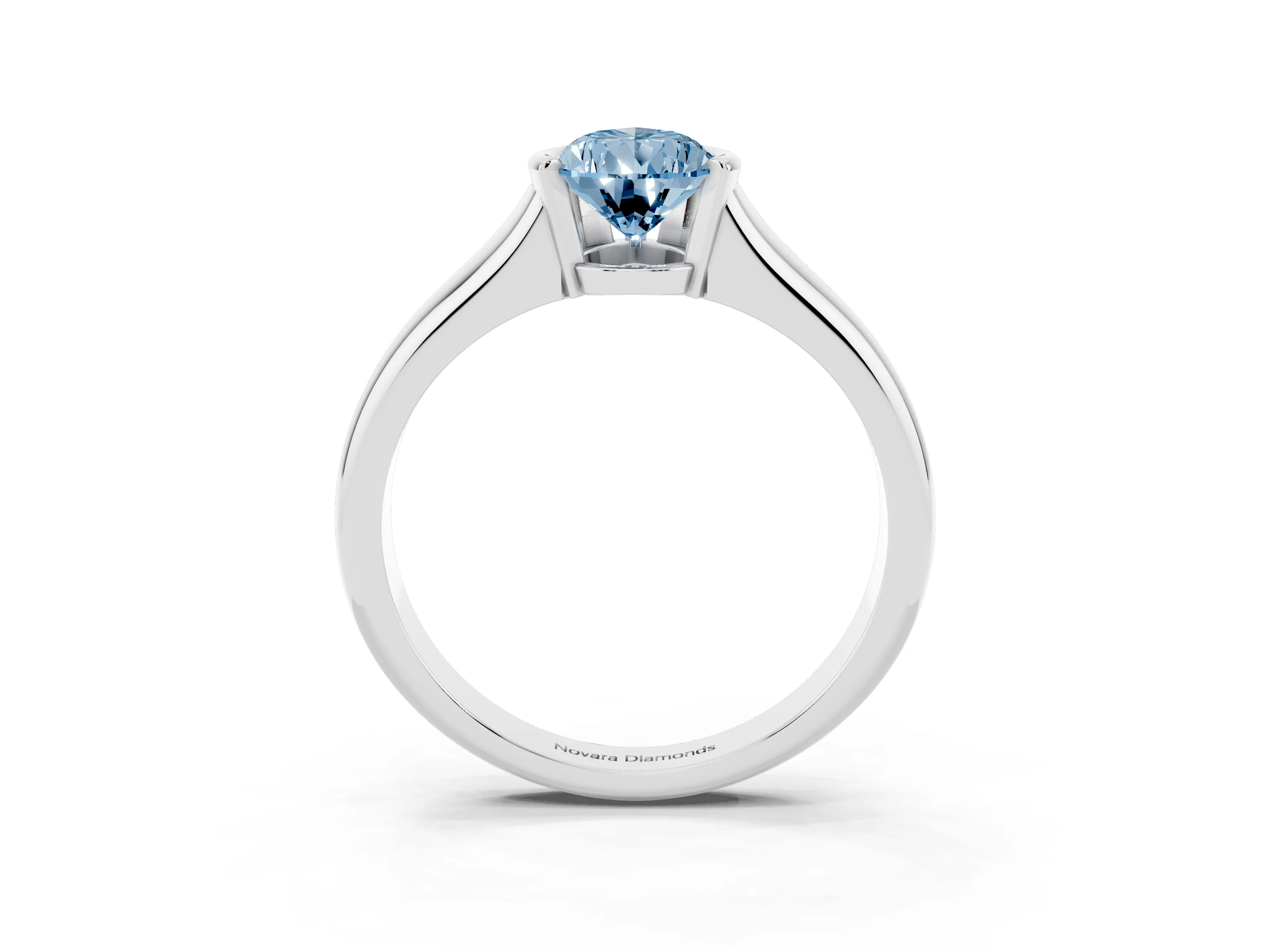 Fancy Blue Pear Cut Diamond Solitaire Tension Set Ring Set in White gold with Split Shank Band