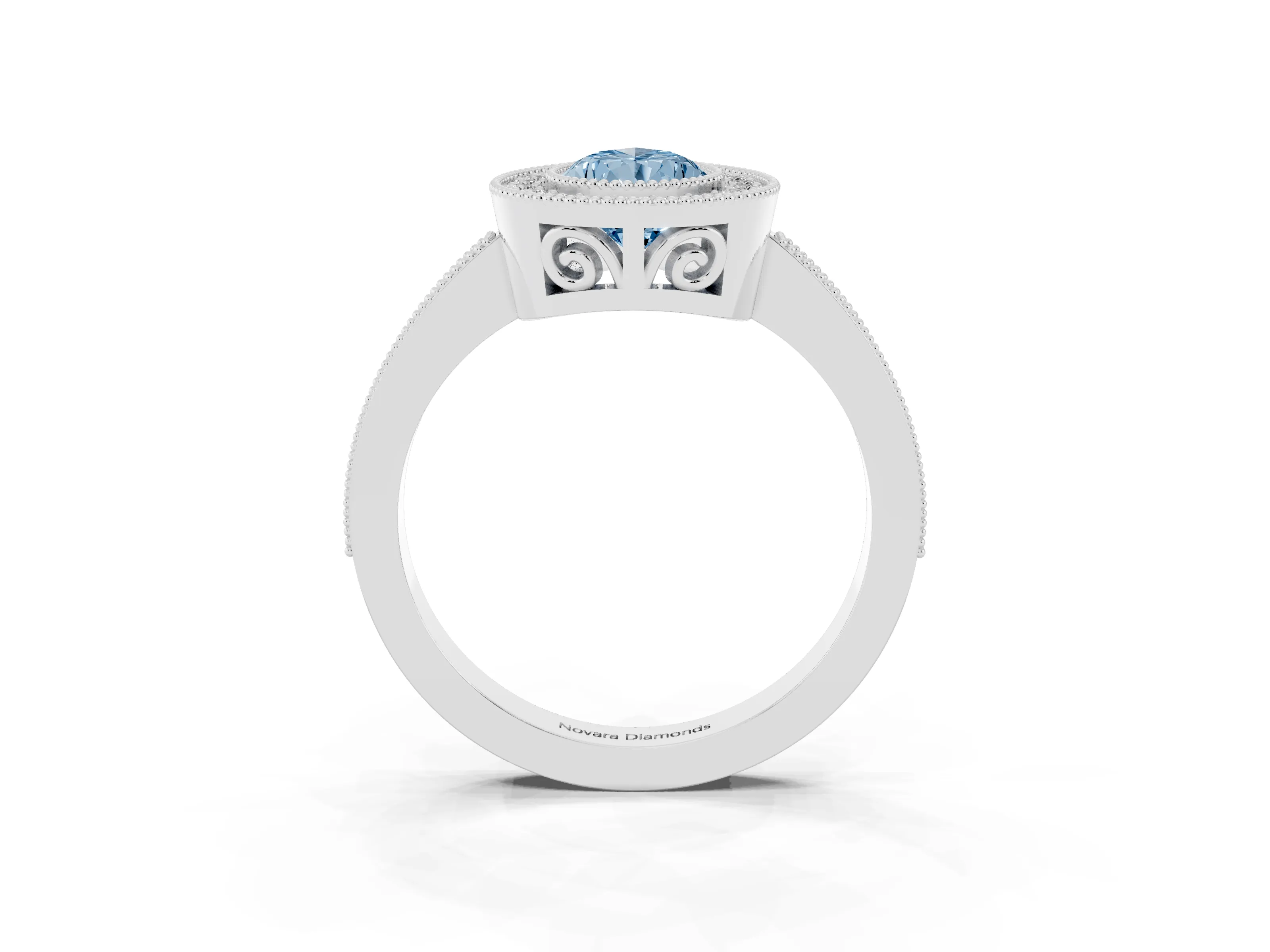 Fancy Blue Pear Cut Diamond Round Halo Ring Set in White gold with Pavé Band