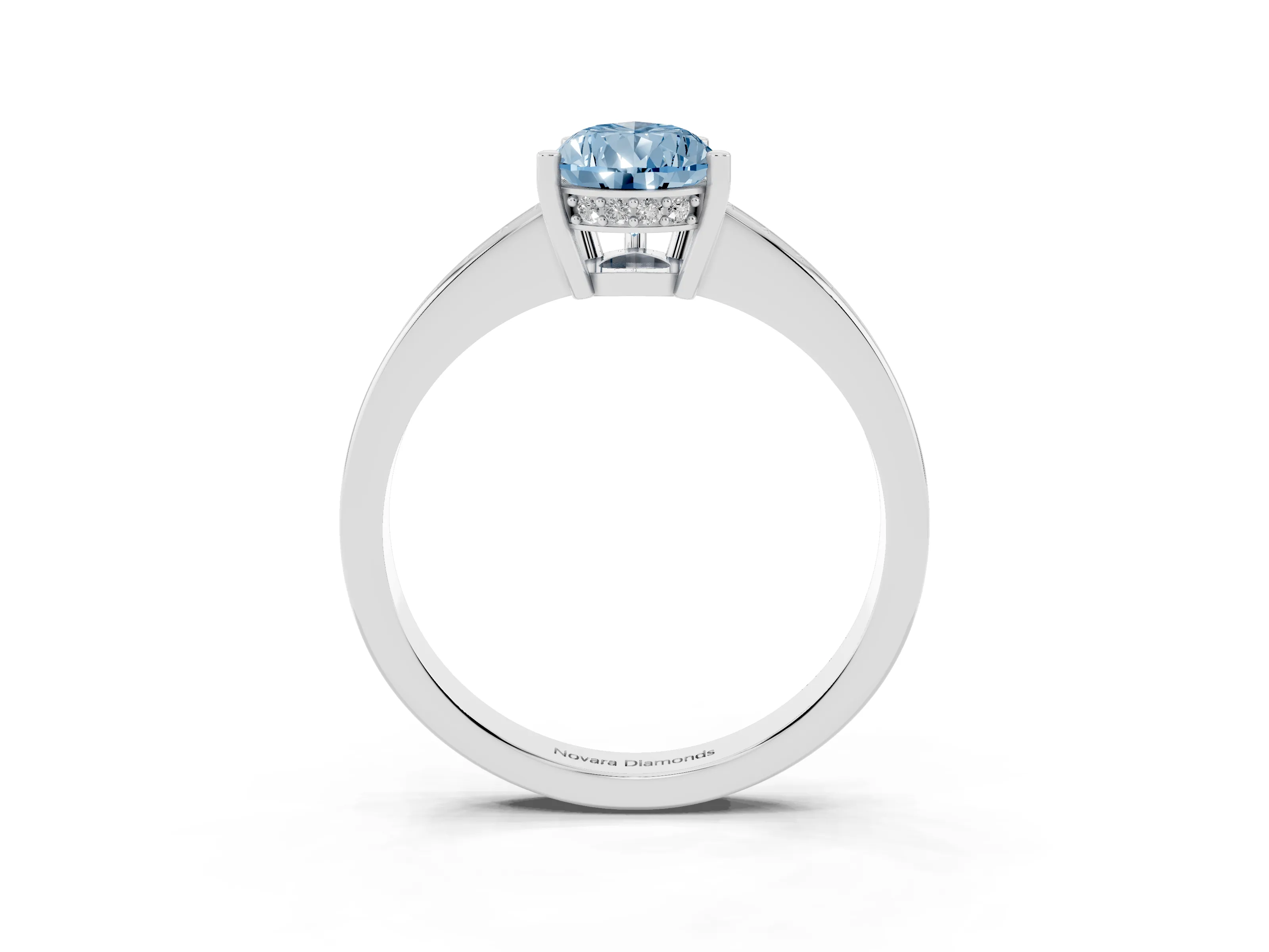 Fancy Blue Pear Cut Diamond Pavé Band Prong Set Solitaire Ring Set in White gold