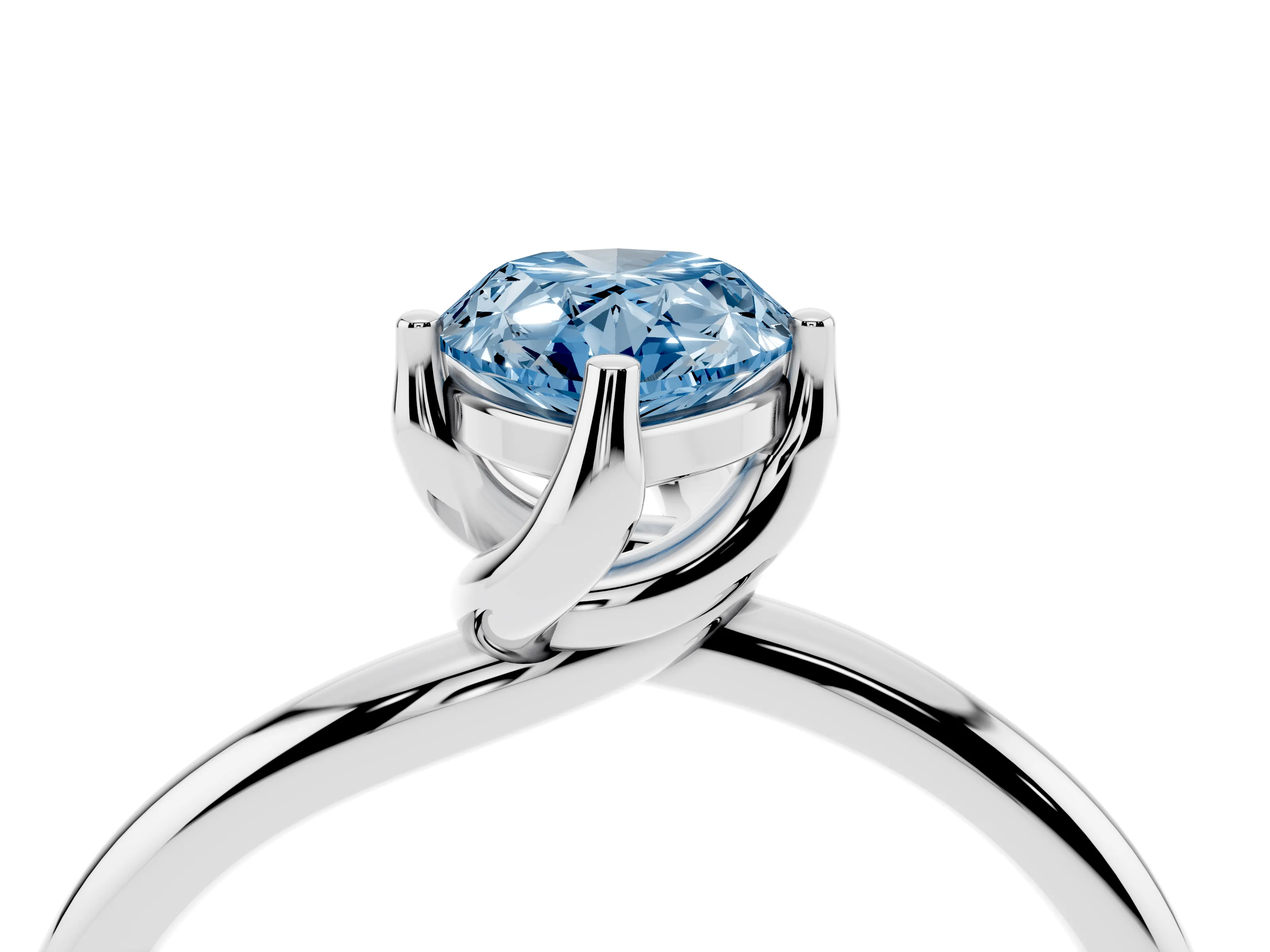 Fancy Blue Pear Cut Diamond Solitaire Engagement Ring Set in Platinum with Classic Plain Band