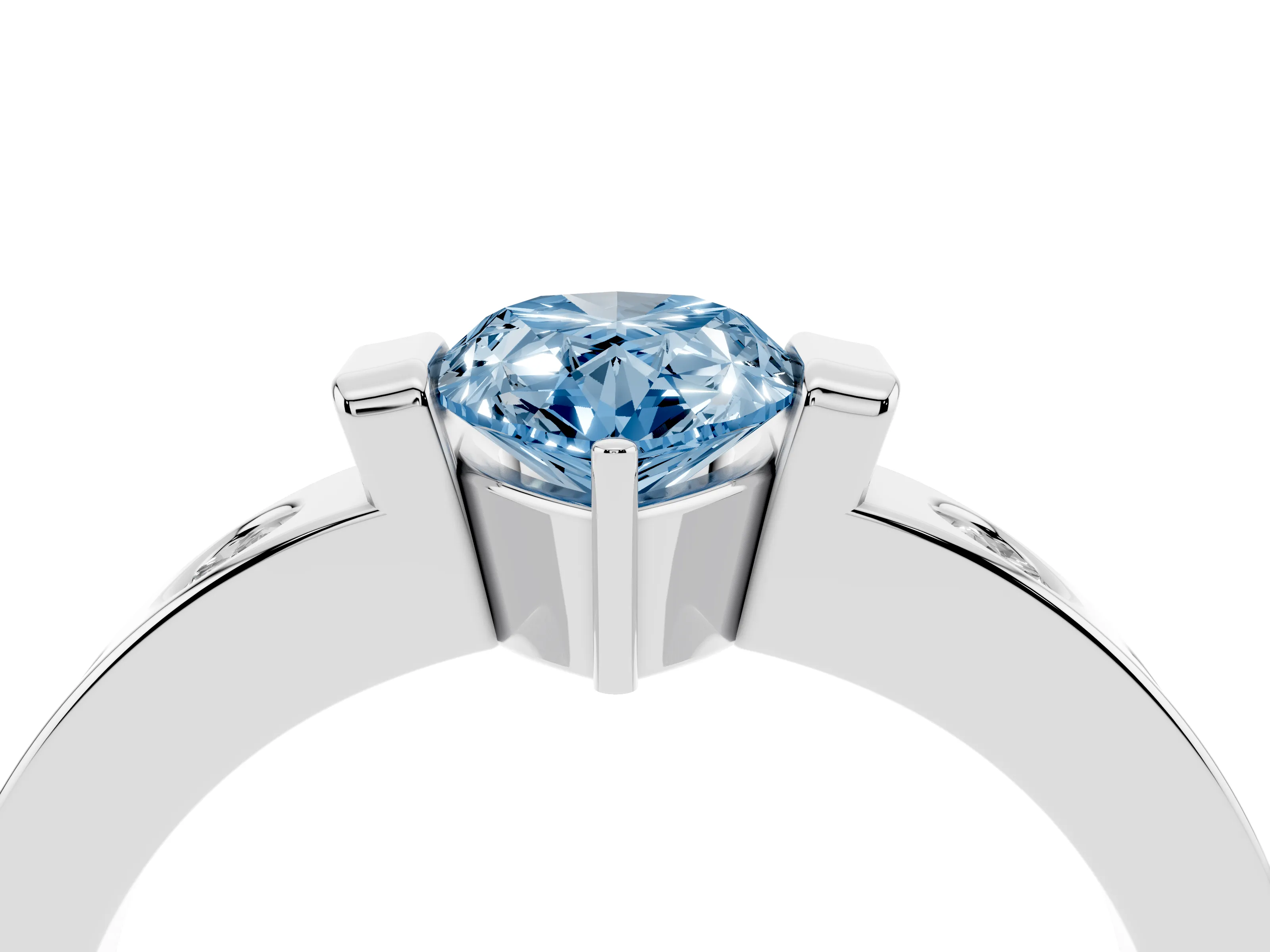 Fancy Blue Pear Cut Diamond Channel-Set Band Ring Set in Silver with Bezel Prong Setting