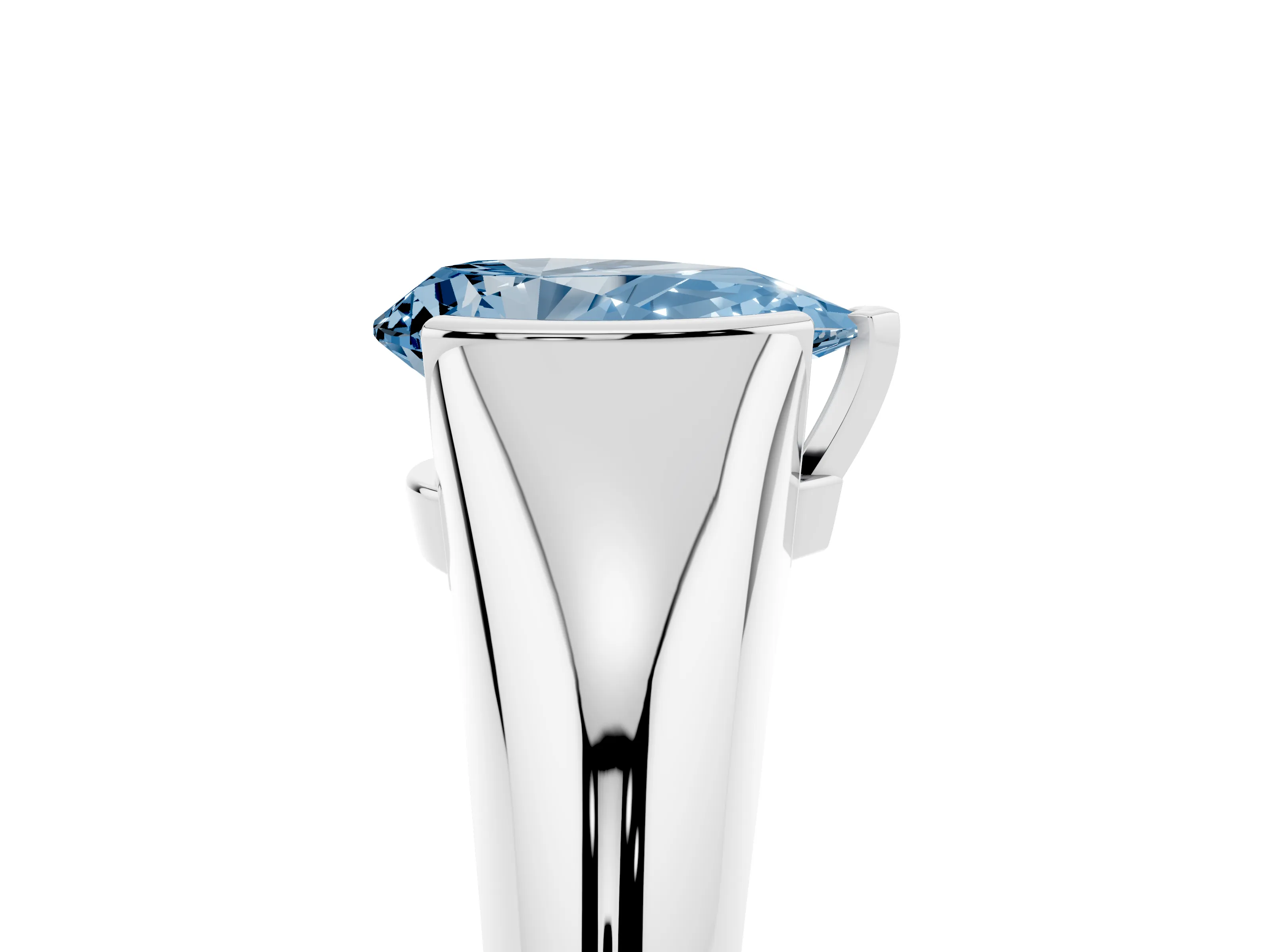 Fancy Blue Pear Cut Diamond Solitaire Tension Set Ring Set in Silver