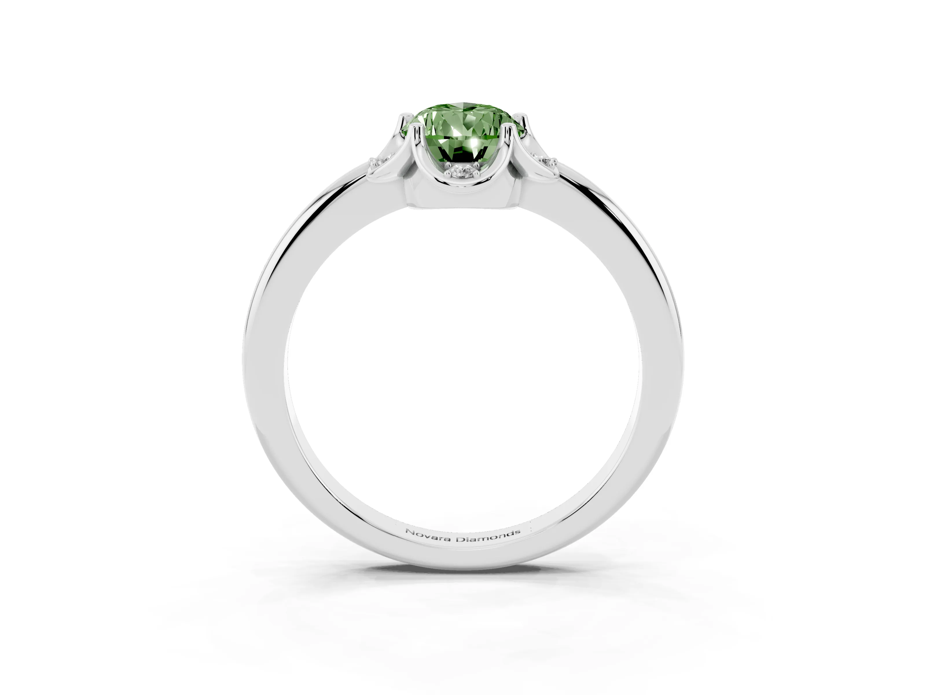 Fancy Green Pear Cut Diamond Round Cluster Halo Ring Set in Silver with Solitaire Band and Prong Setting