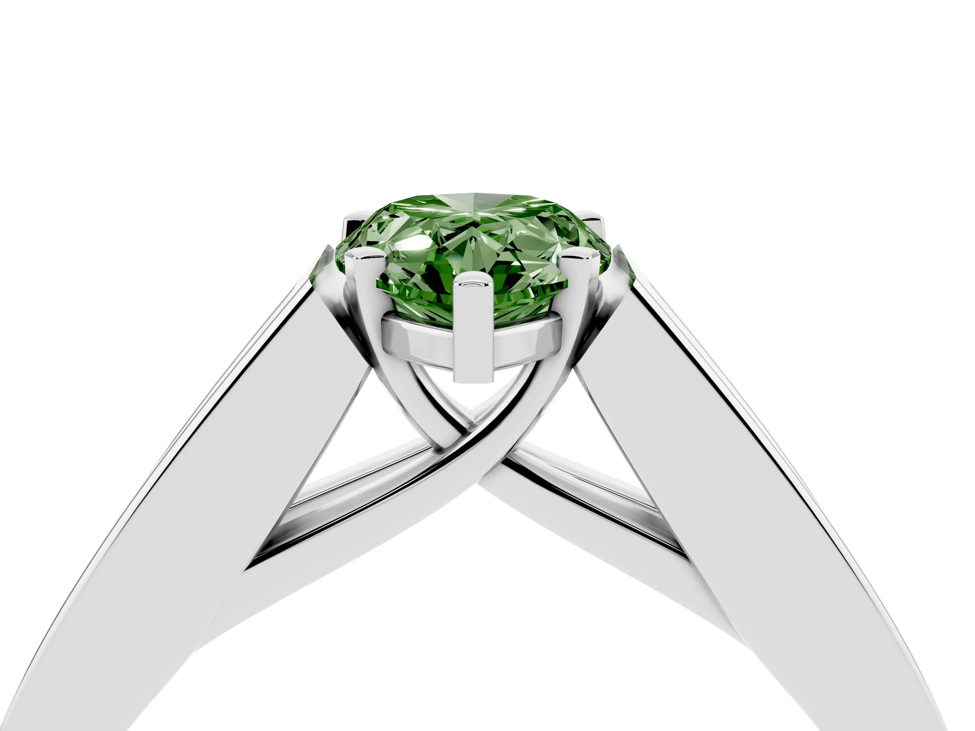 Fancy Green Pear Cut Diamond Solitaire Ring Set in Platinum with Channel-Set Accent Stones and Prong Setting