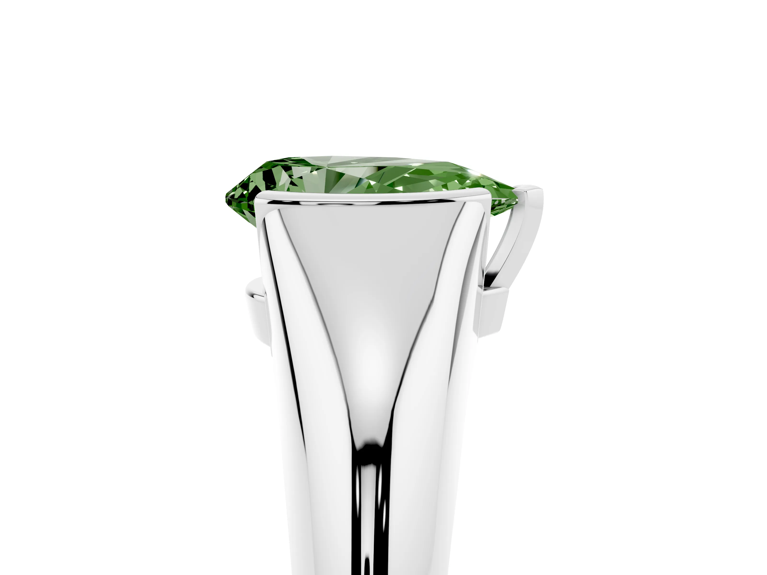 Fancy Green Pear Cut Diamond Solitaire Tension Set Ring Set in Silver