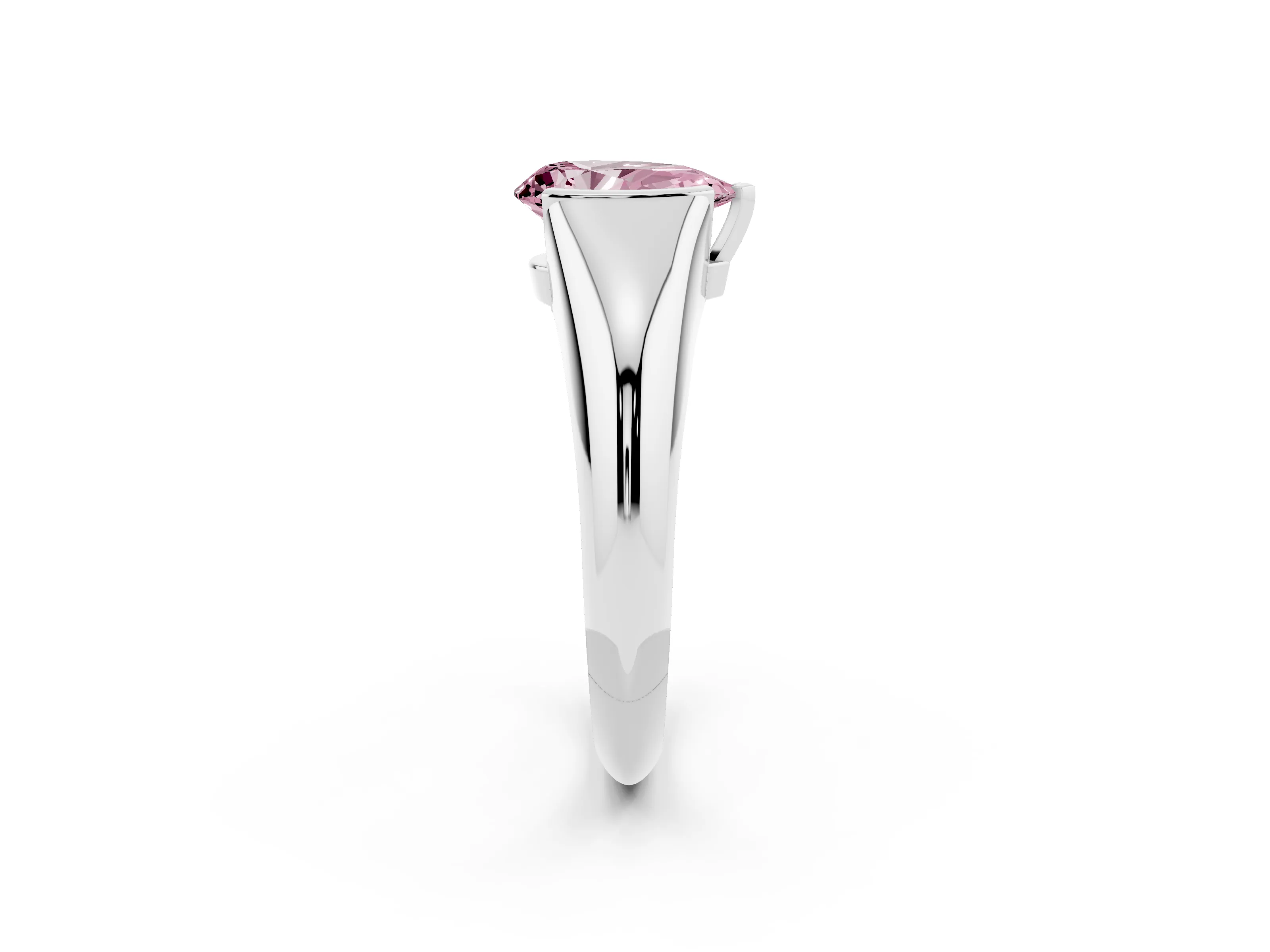 Fancy Pink Pear Cut Diamond Solitaire Tension Set Ring Set in Silver
