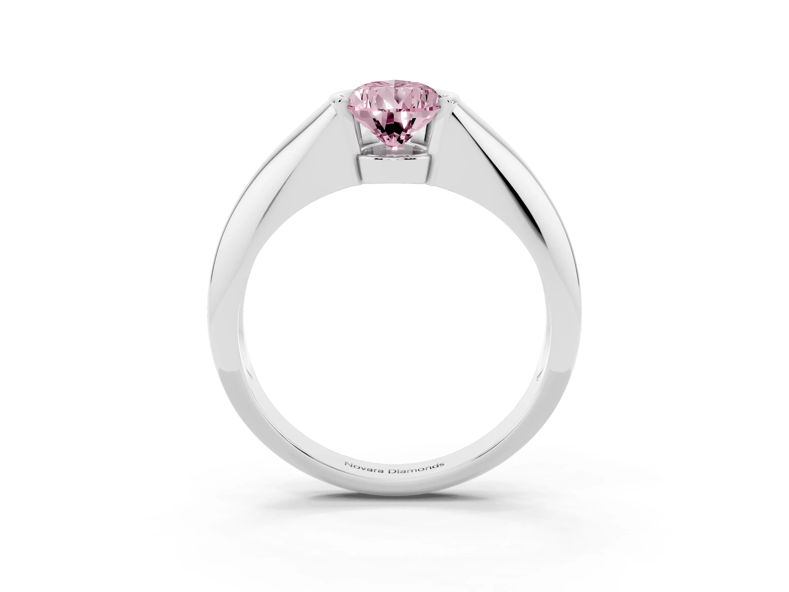 Fancy Pink Pear Cut Diamond Solitaire Tension Set Ring Set in Silver