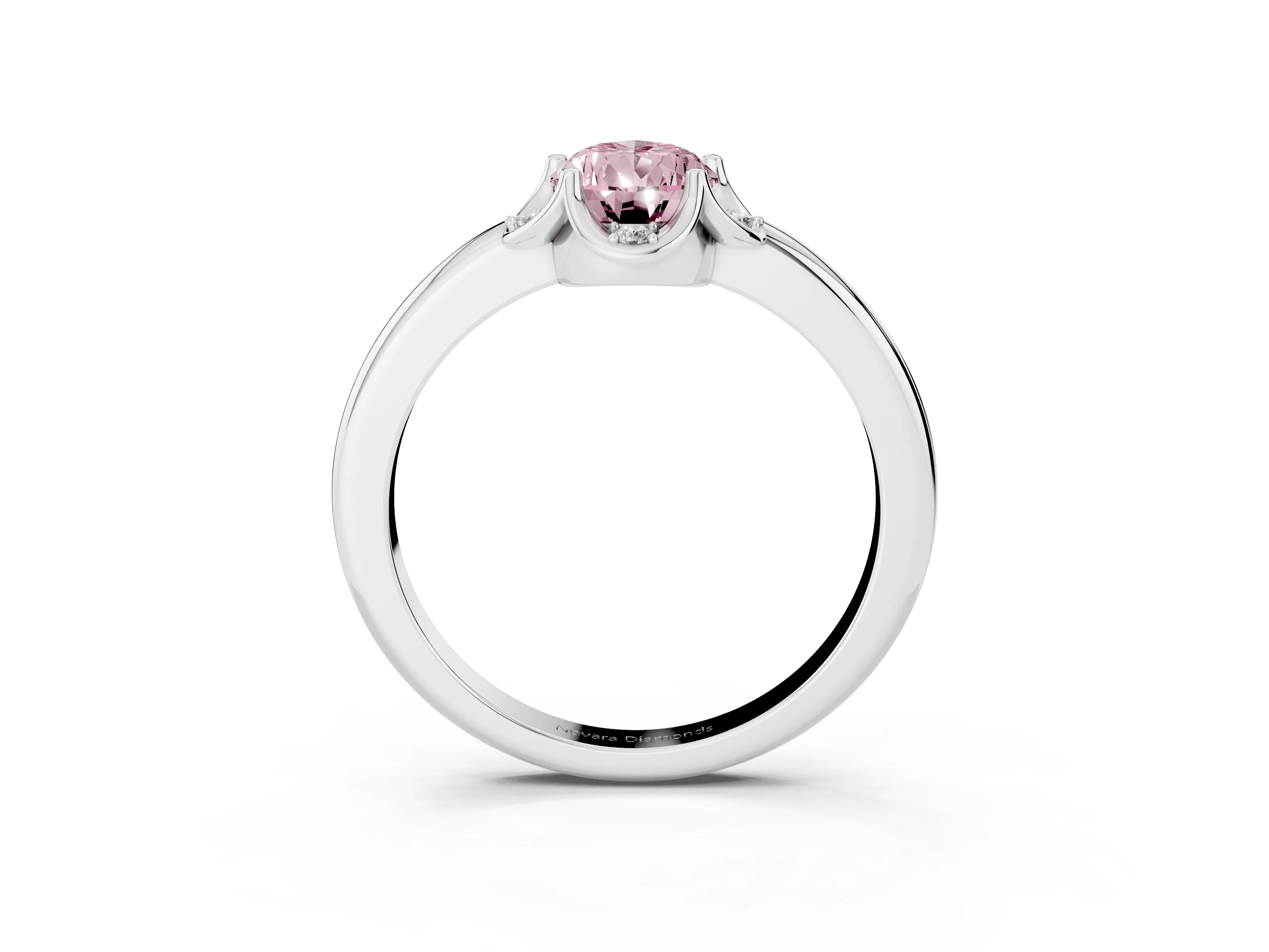 Fancy Pink Pear Cut Diamond Round Cluster Halo Ring Set in White gold with Solitaire Band and Prong Setting