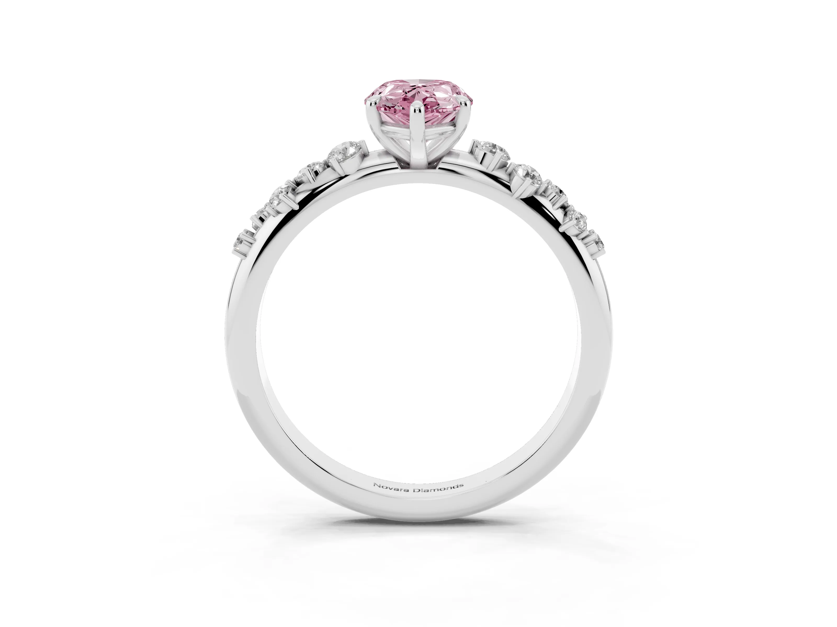 Fancy Pink Pear Cut Diamond Cluster Solitaire Ring Set in Platinum with Prong Setting