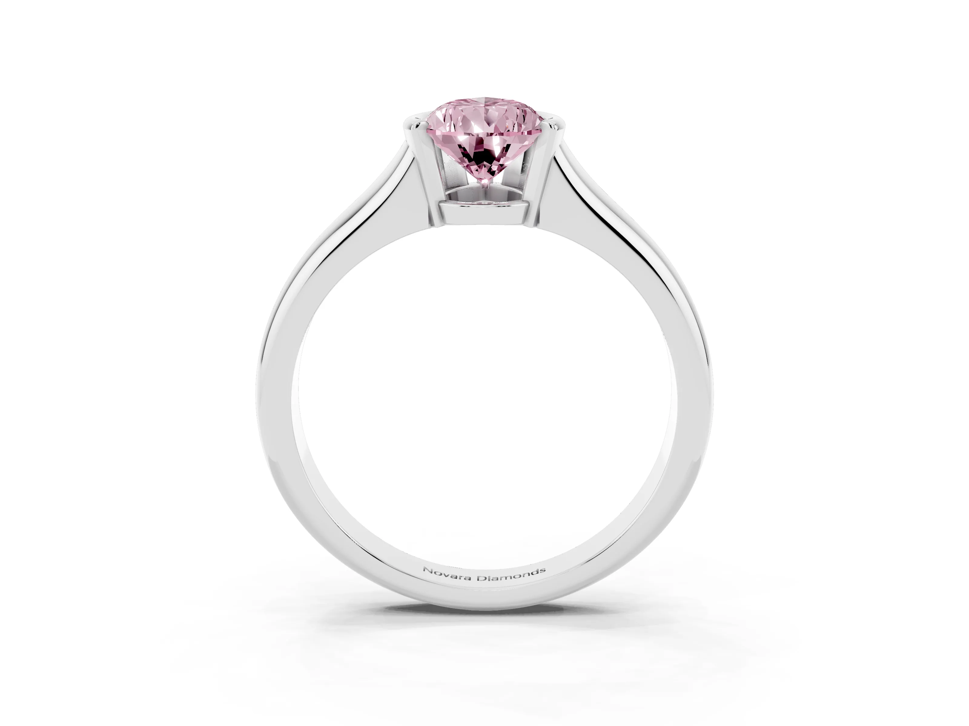 Fancy Pink Pear Cut Diamond Solitaire Tension Set Ring Set in Platinum with Split Shank Band