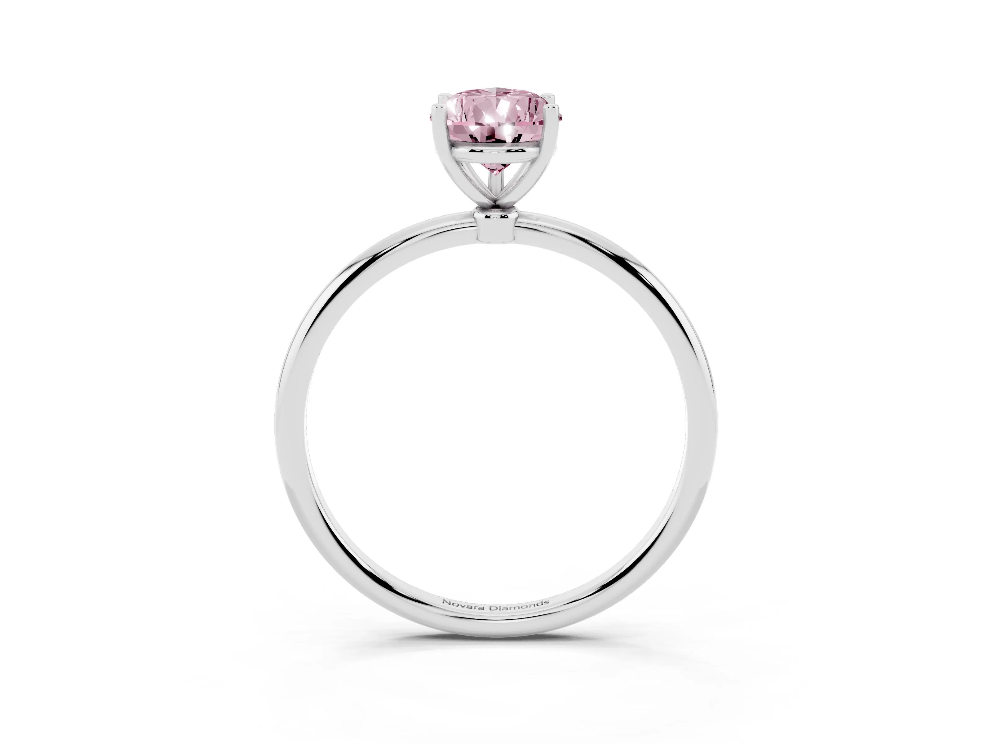 Fancy Pink Pear Cut Diamond Solitaire Engagement Ring Set in Silver with Thin Band and Prong Setting