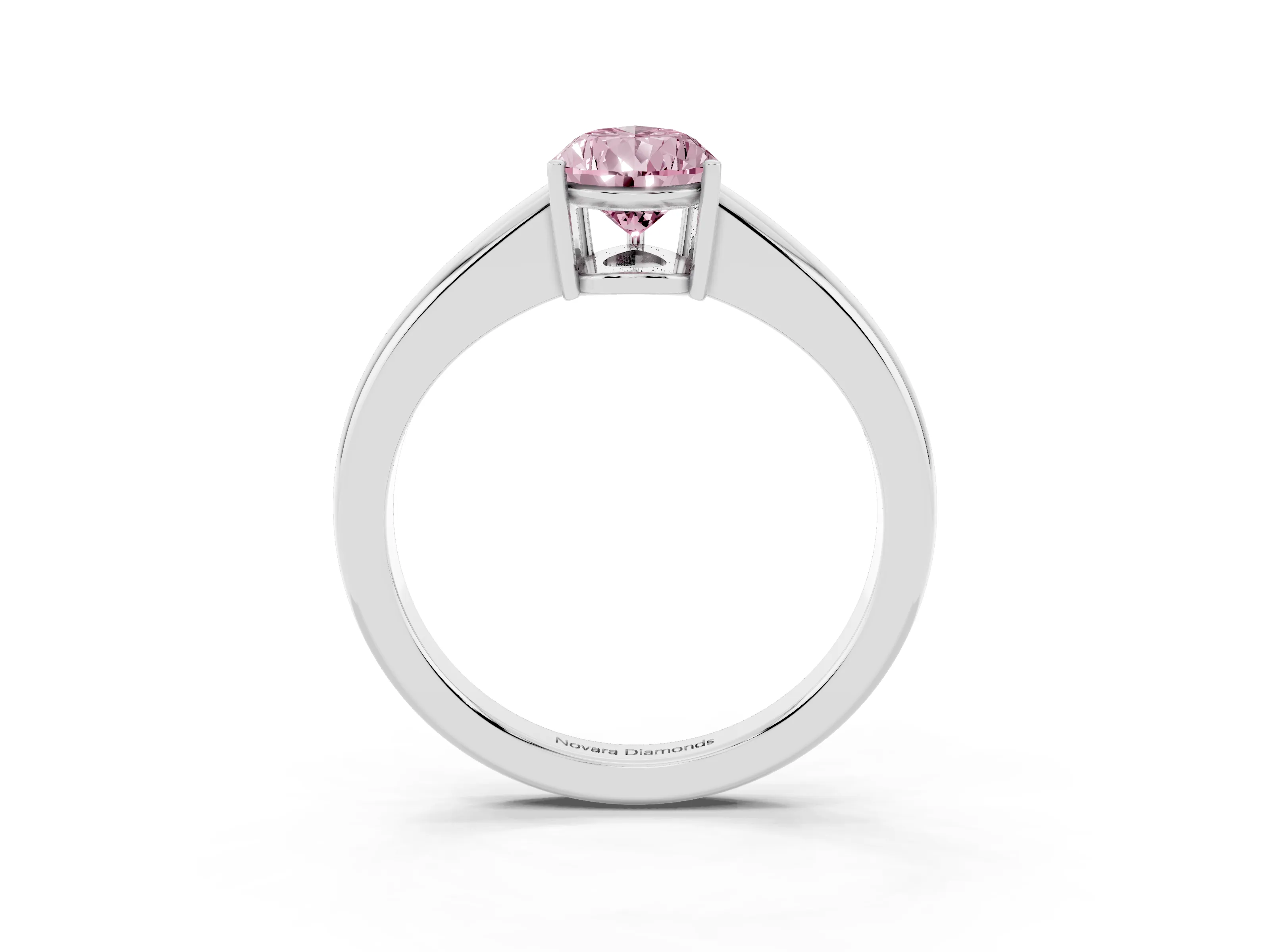Fancy Pink Pear Cut Diamond Solitaire Ring Set in White gold with Tapered Band and Prong Setting