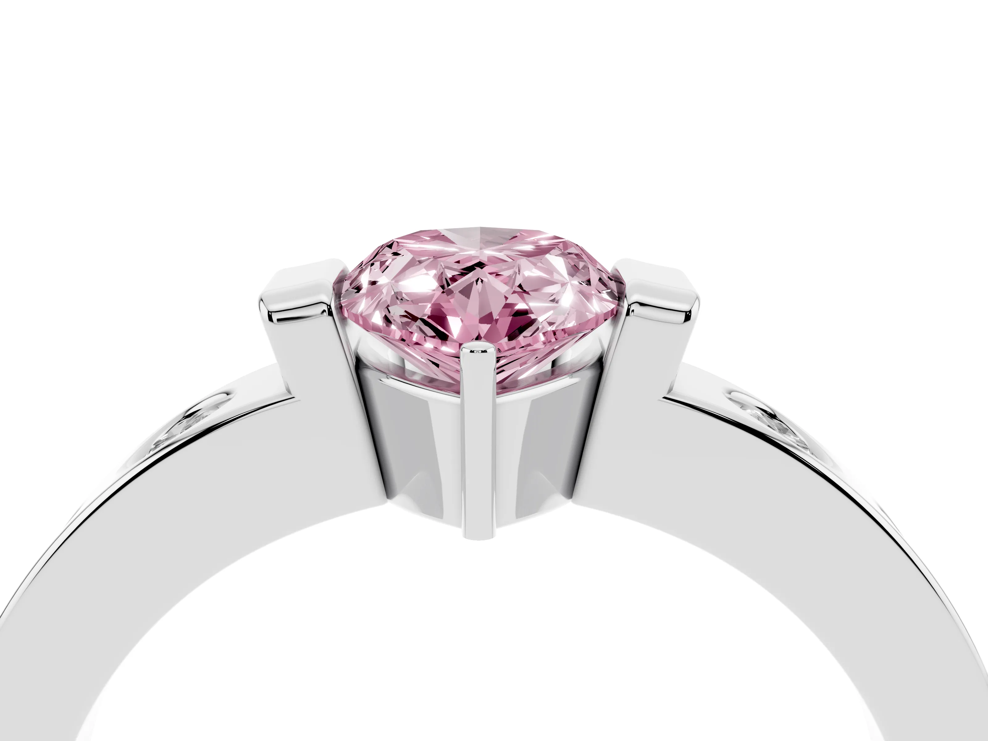 Fancy Pink Pear Cut Diamond Channel-Set Band Ring Set in Silver with Bezel Prong Setting